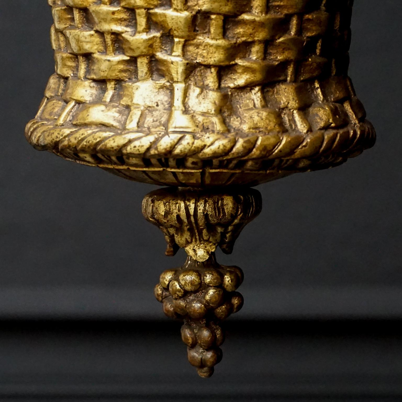 19th C. French Gilt Bronze Basket with Glass Roses, Marie Antoinette Chandelier For Sale 10