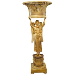19th Century French Gilt Bronze Empire Figural Basket
