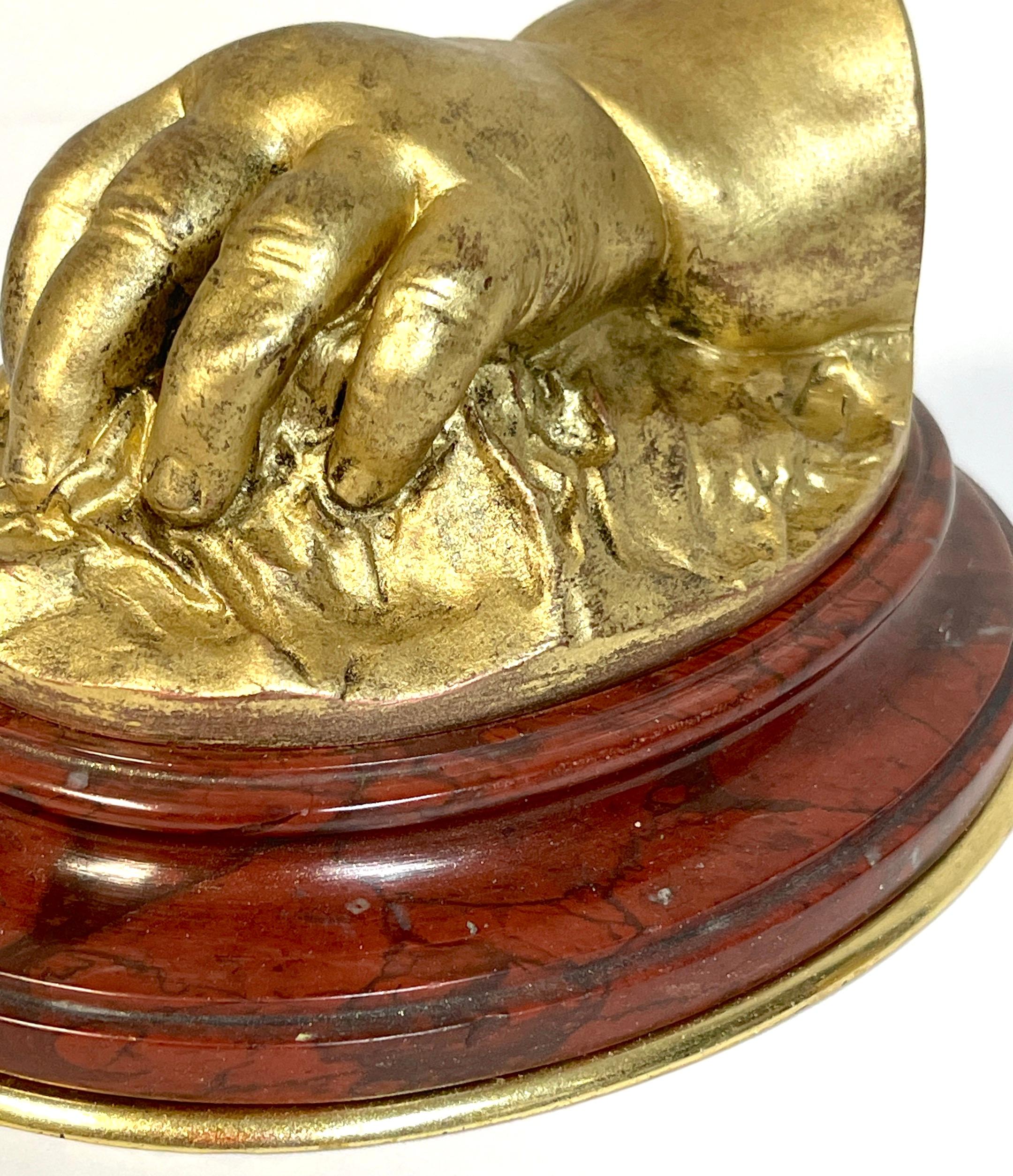 19th C French Gilt Bronze Model of a Resting Hand, Attributed to Barbedienne For Sale 7