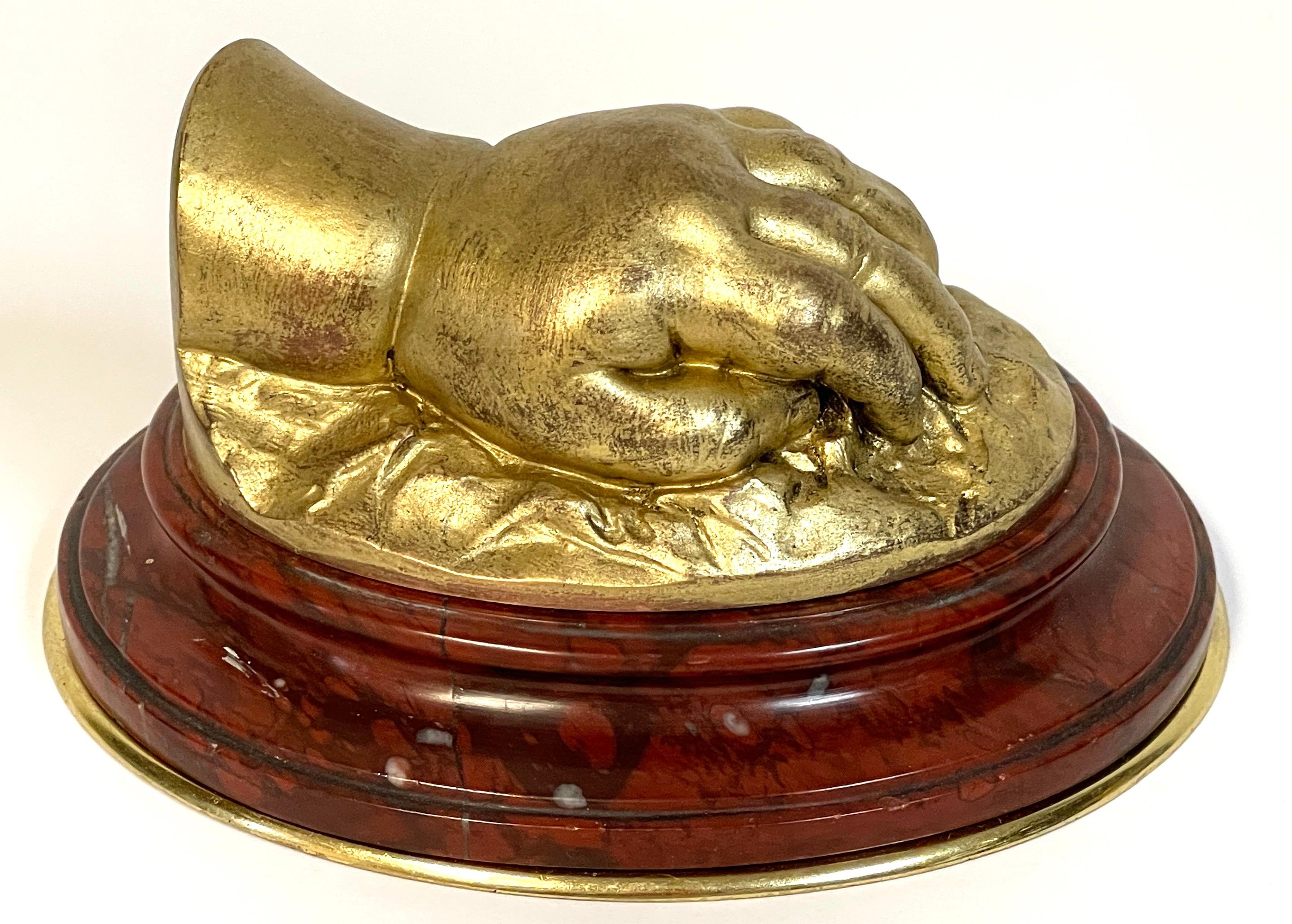 Aesthetic Movement 19th C French Gilt Bronze Model of a Resting Hand, Attributed to Barbedienne For Sale