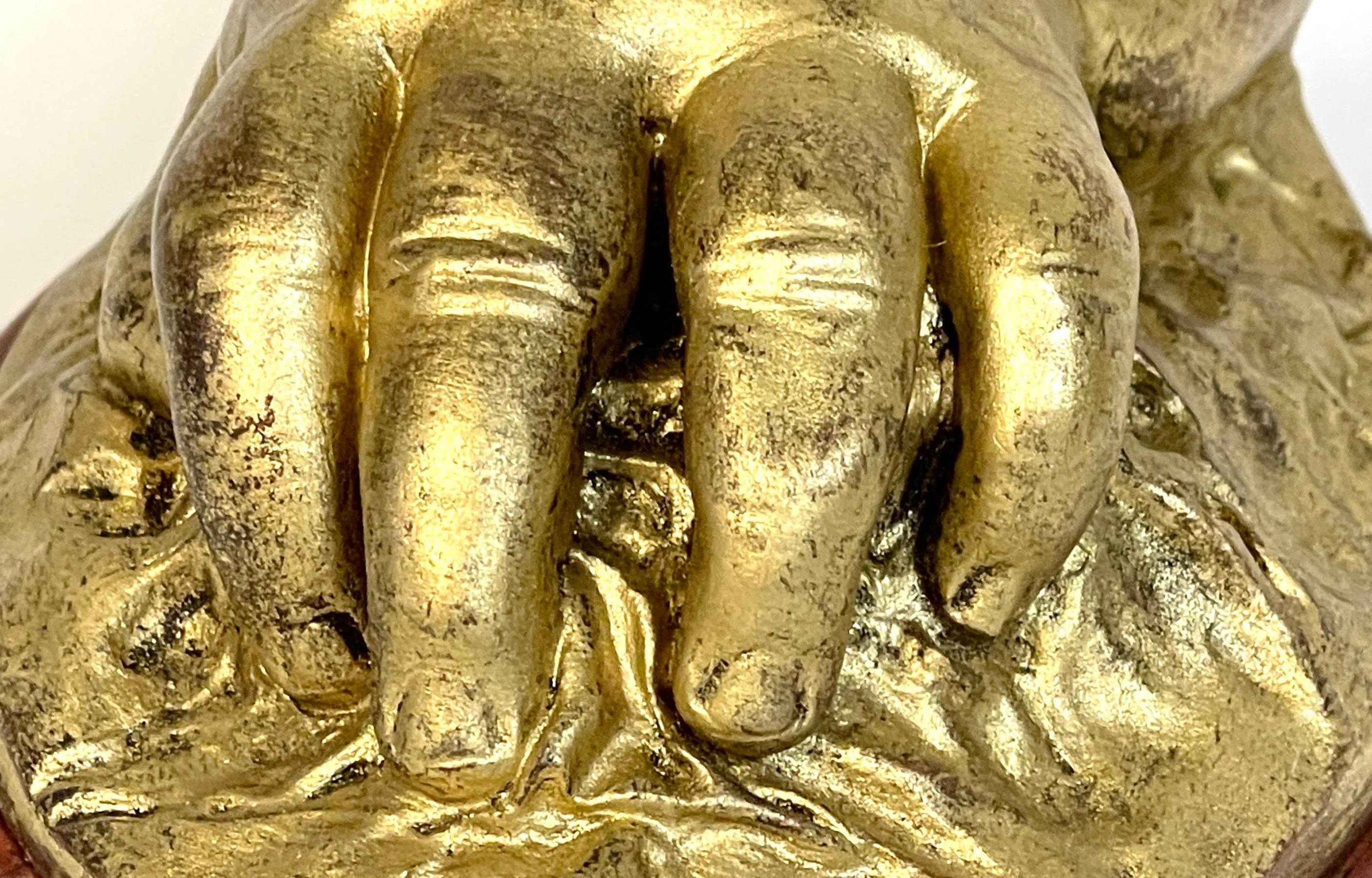 19th Century 19th C French Gilt Bronze Model of a Resting Hand, Attributed to Barbedienne For Sale