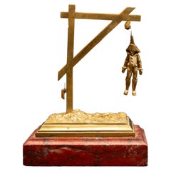 19th C French Gilt Bronze Punchinello Hangman 19th C French Gilt Bronze Punchinello Hangman