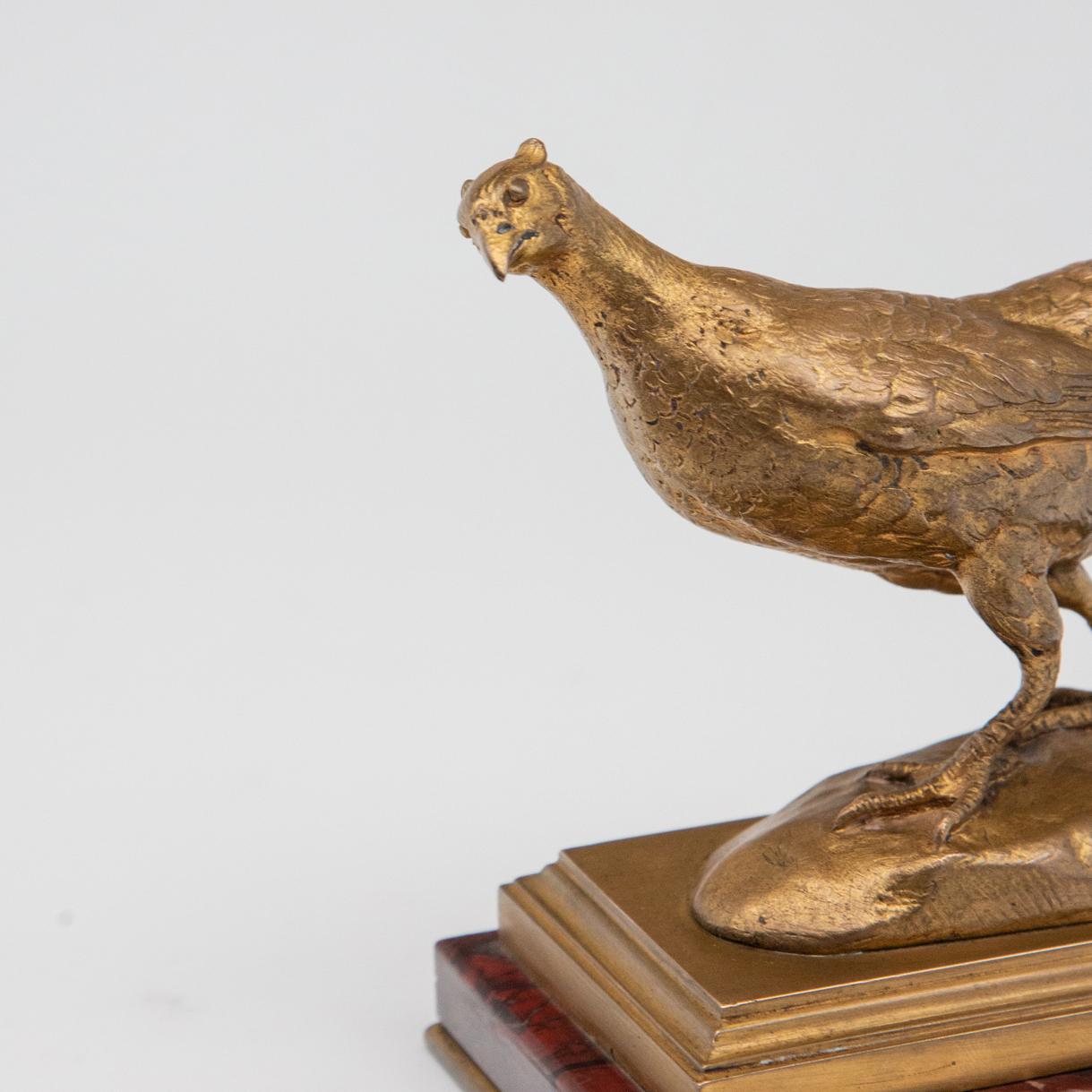 19th Century French Gilt Bronze Sculpture of a Pheasant In Excellent Condition In New York, NY