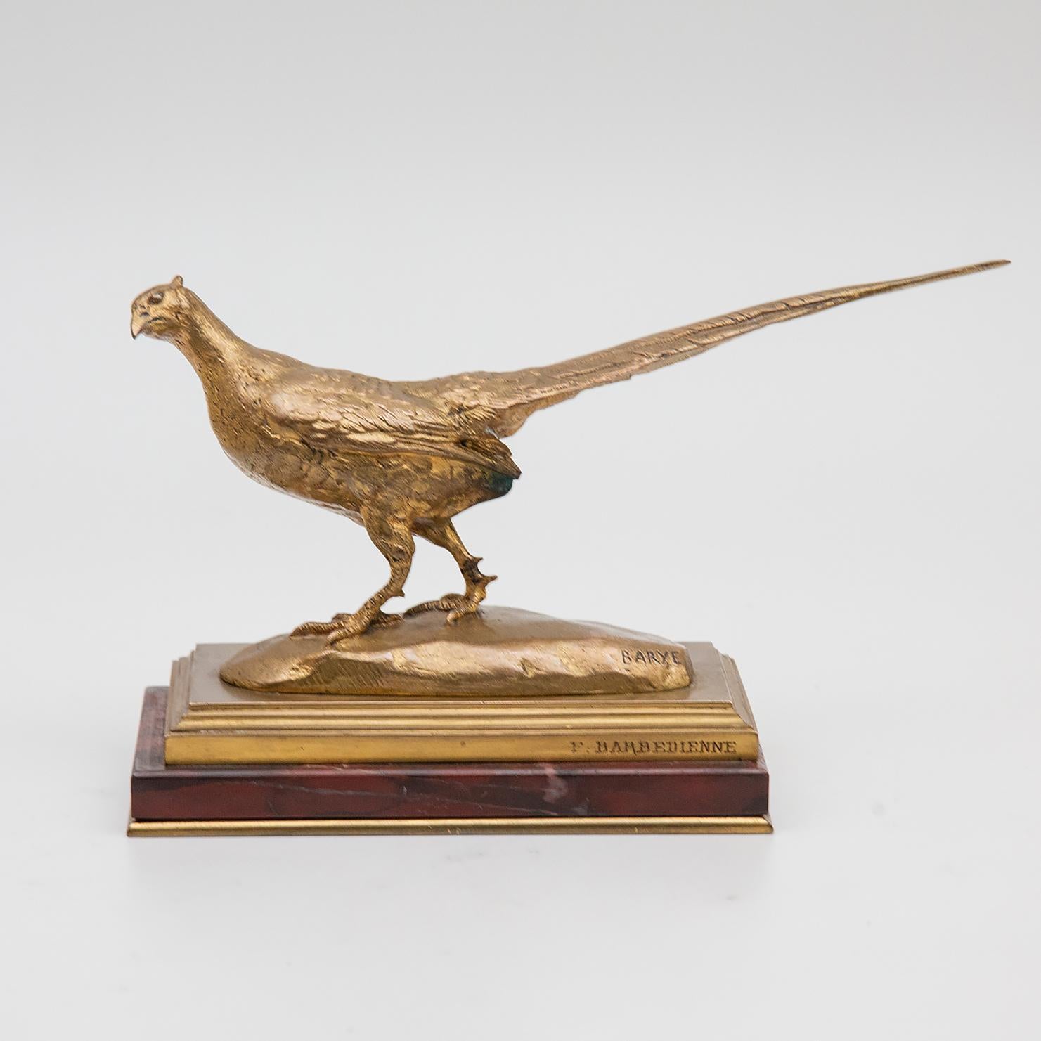 19th Century French Gilt Bronze Sculpture of a Pheasant 3