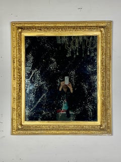 19th Century French Giltwood and Gesso Frame with Antique Mirrored Inset