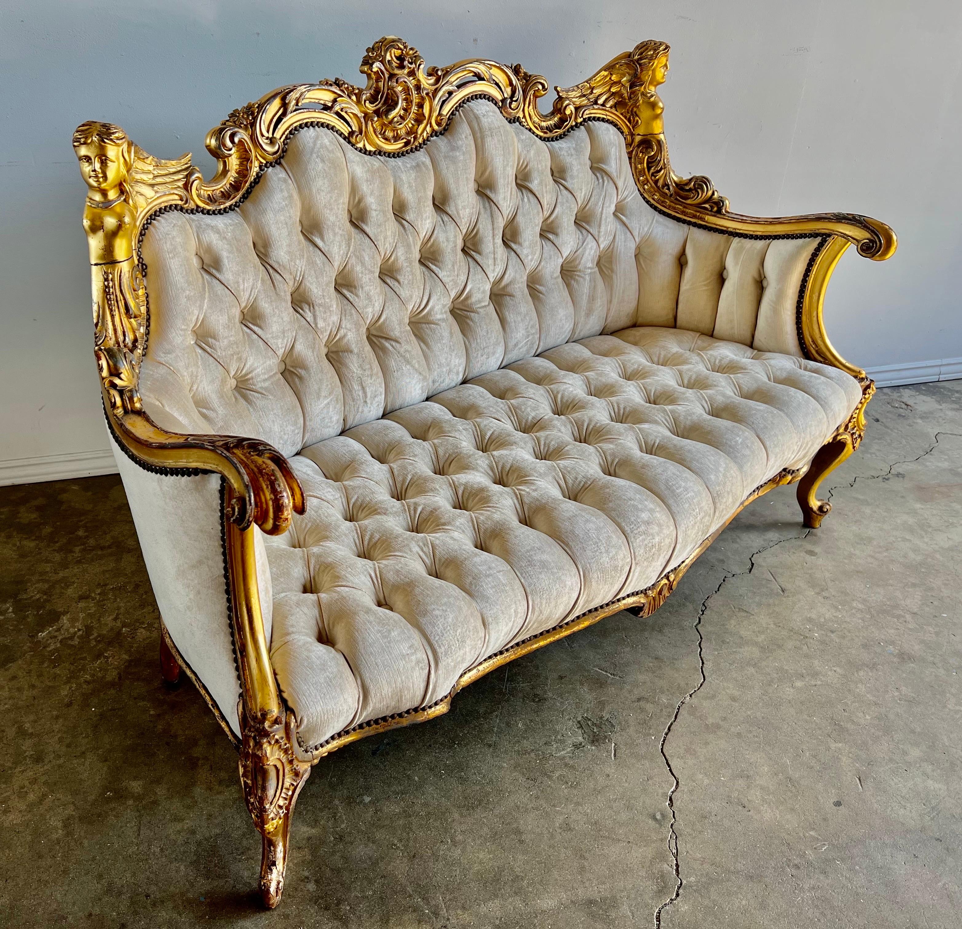 19th C. French Gilt Wood Louis XIV Style Settee 4