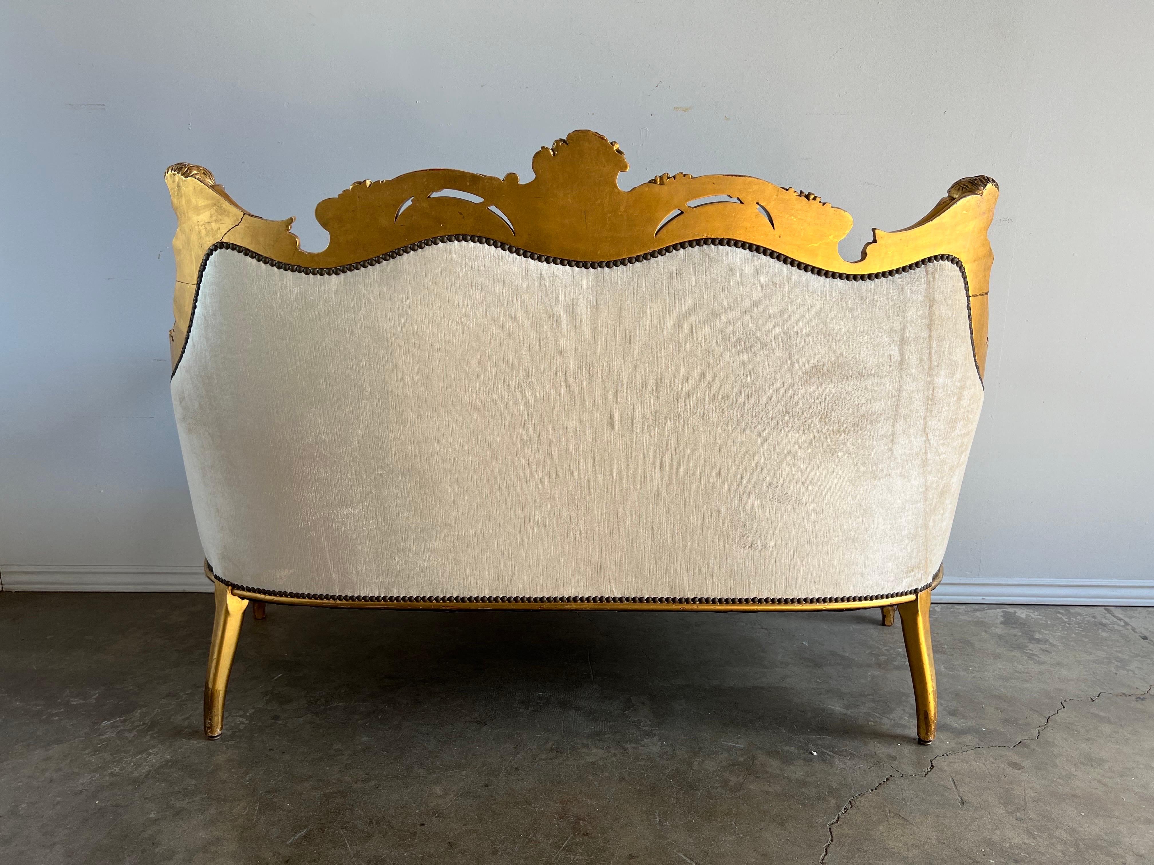 19th C. French Gilt Wood Louis XIV Style Settee 8
