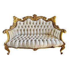 Divano francese in stile Luigi XIV in legno dorato del XIX secolo