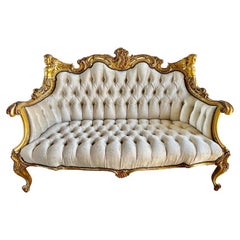 19th C. French Gilt Wood Louis XIV Style Settee