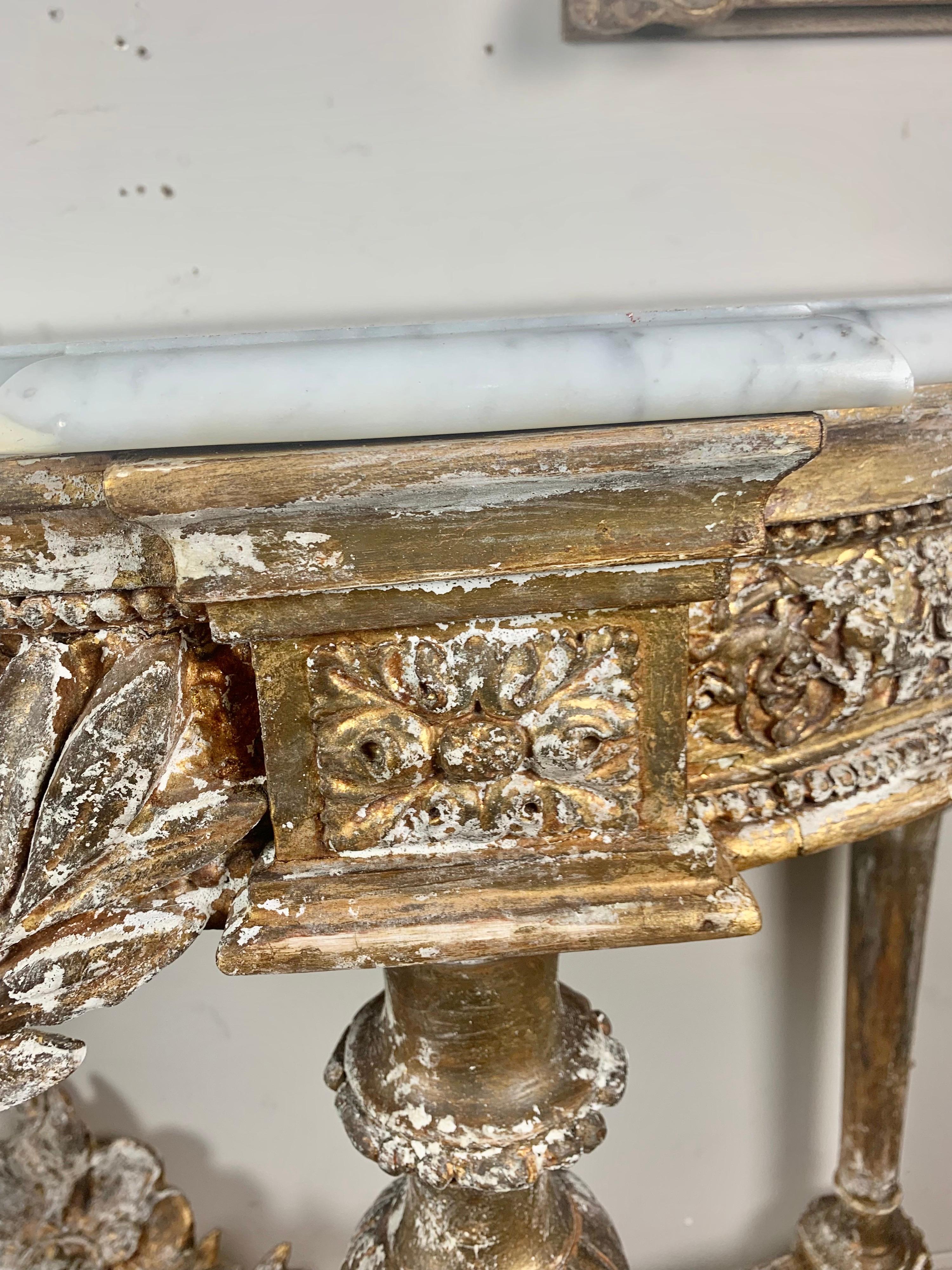 19th C. French Giltwood Console with Marble Top 4