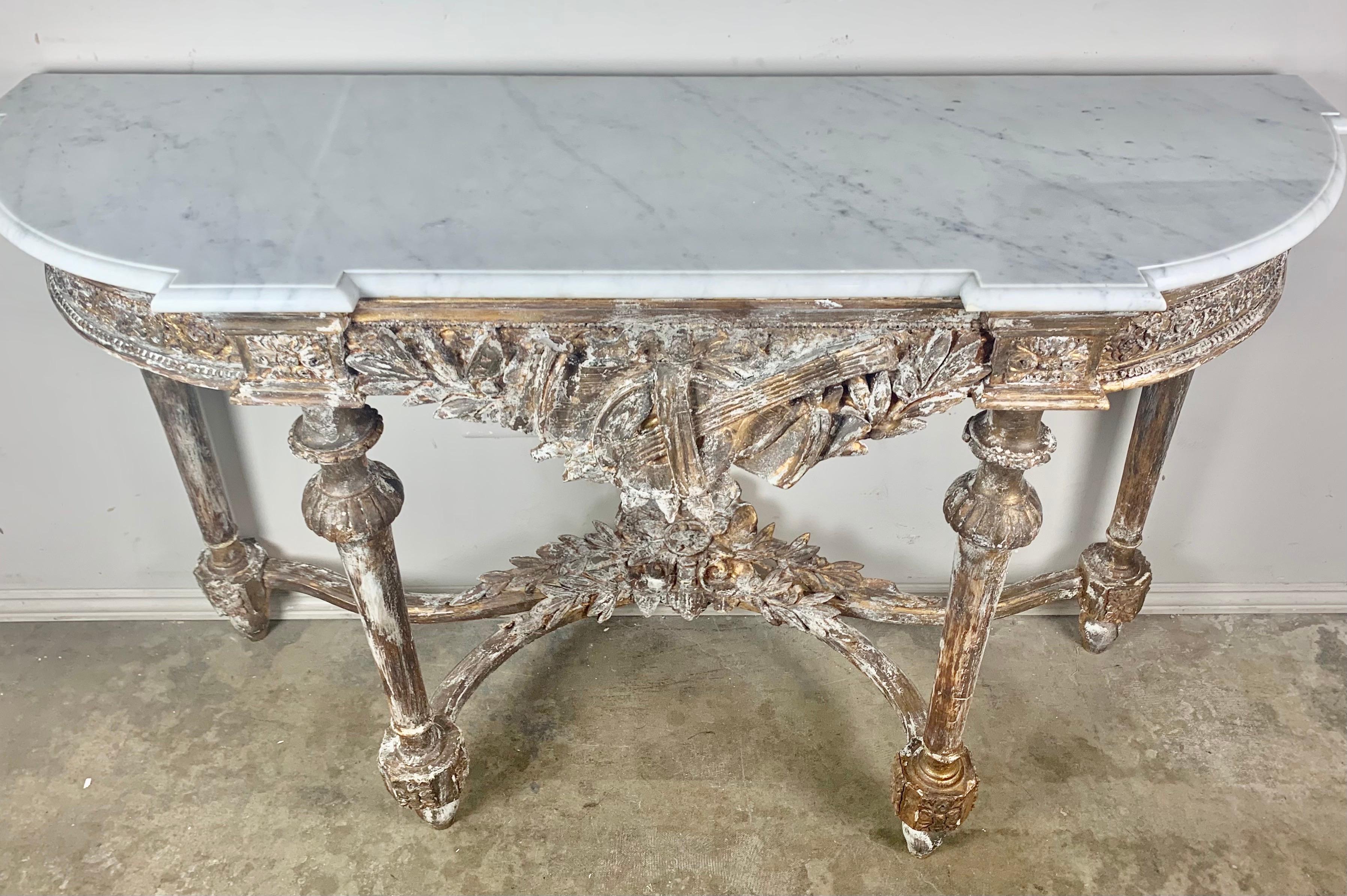 19th C. French Giltwood Console with Marble Top 11