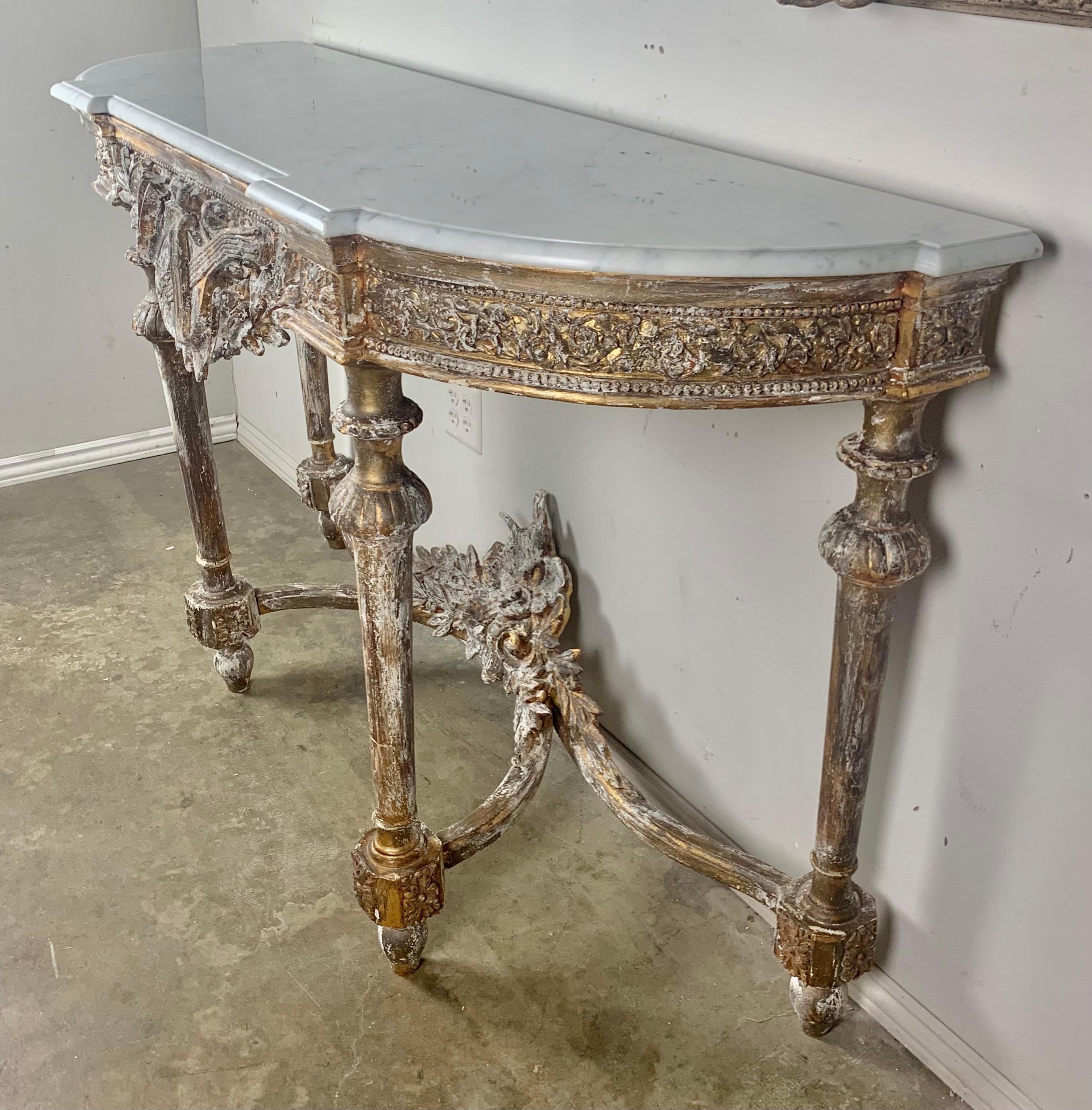 19th C. French Giltwood Console with Marble Top 12