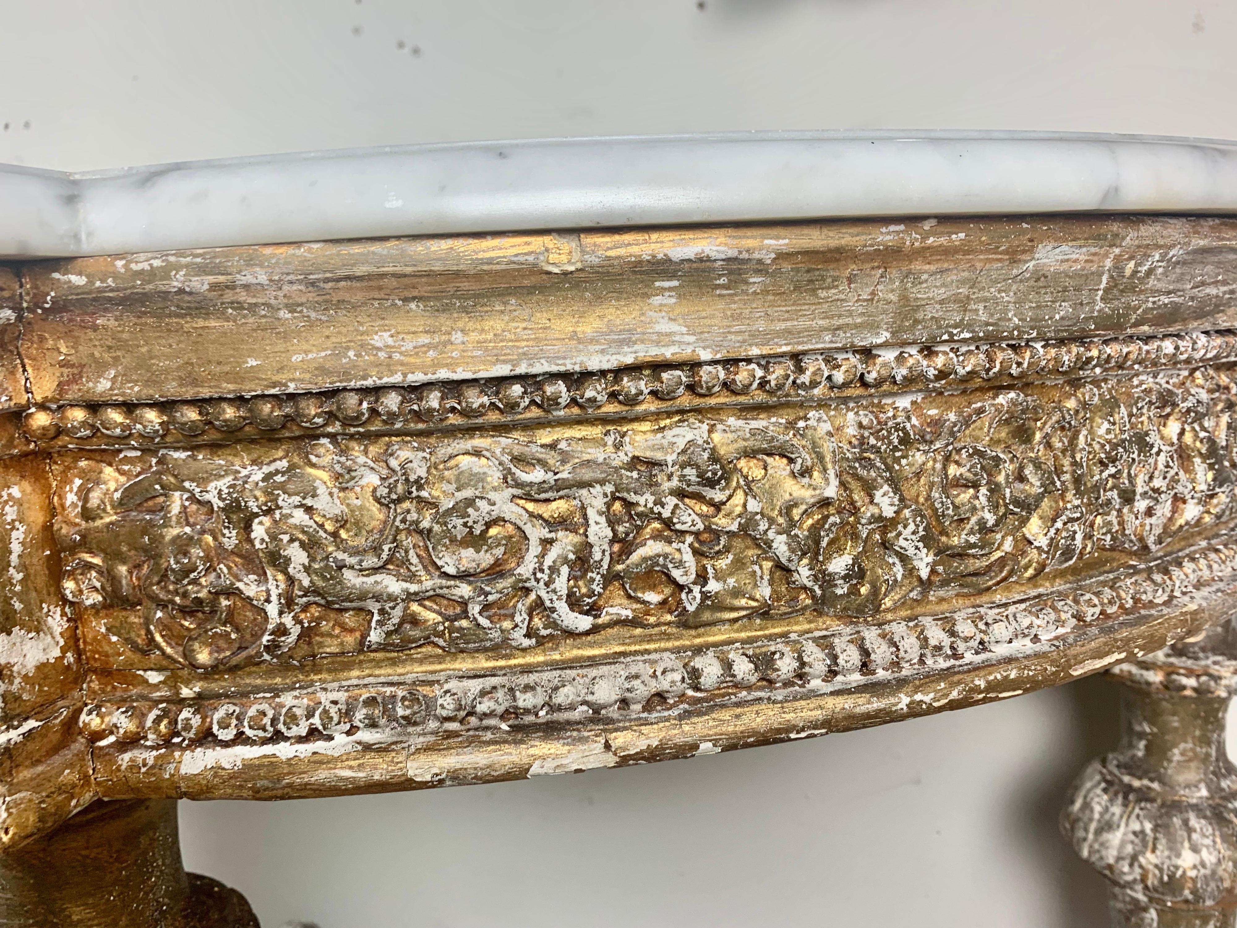 19th C. French Giltwood Console with Marble Top 2