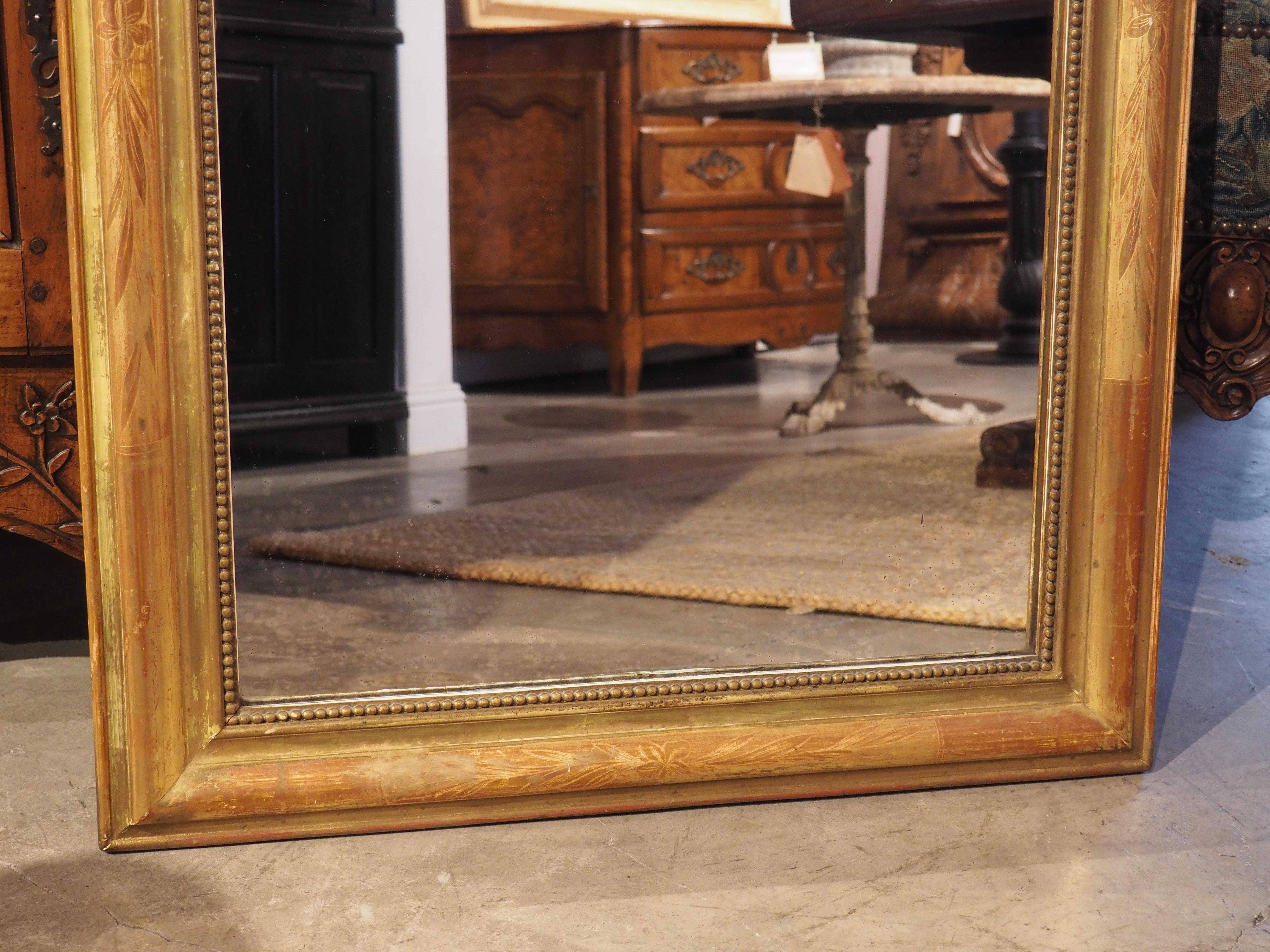 19th C. French Giltwood Louis Philippe Mirror with Floral and Foliate Motifs 2
