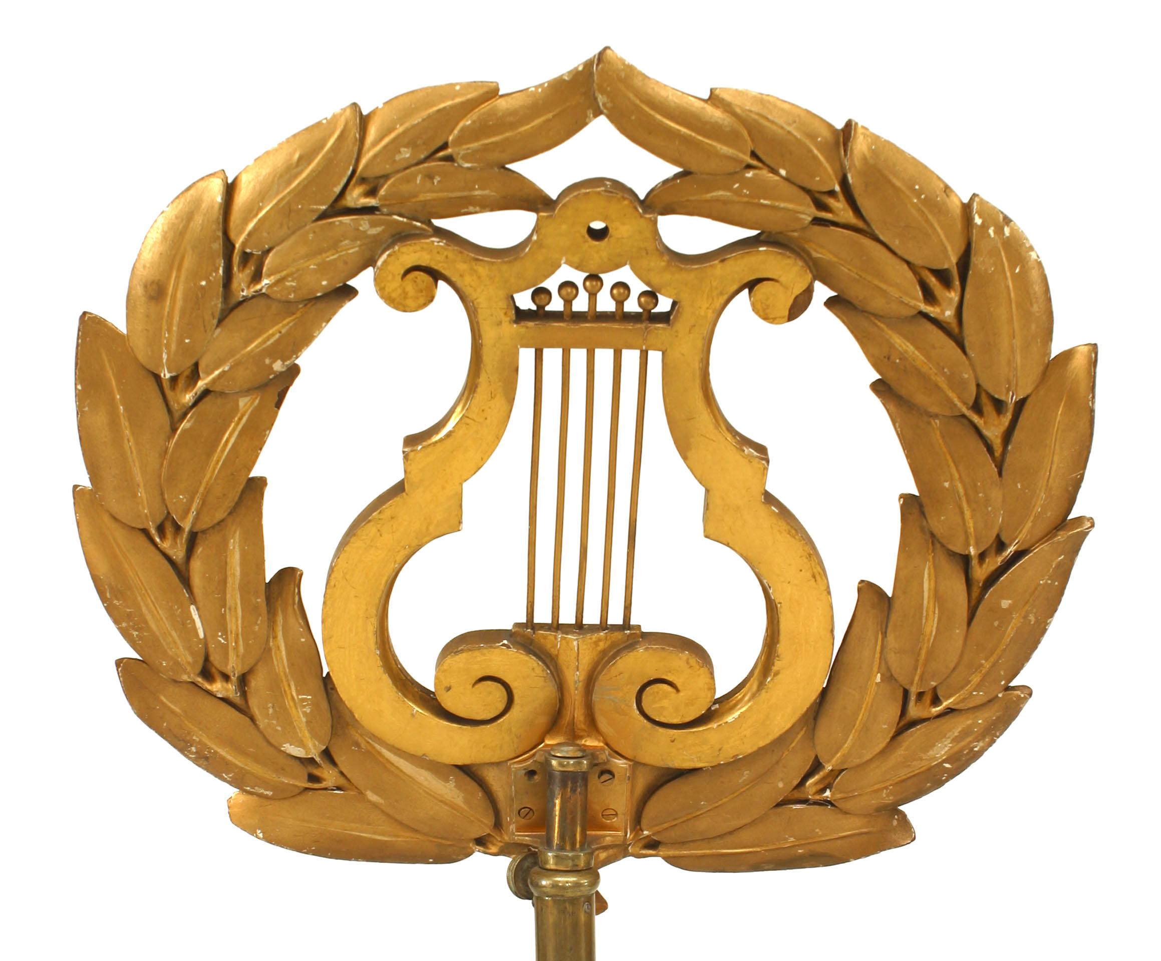 19th c. French Giltwood Lyre Music Stand In Good Condition In New York, NY