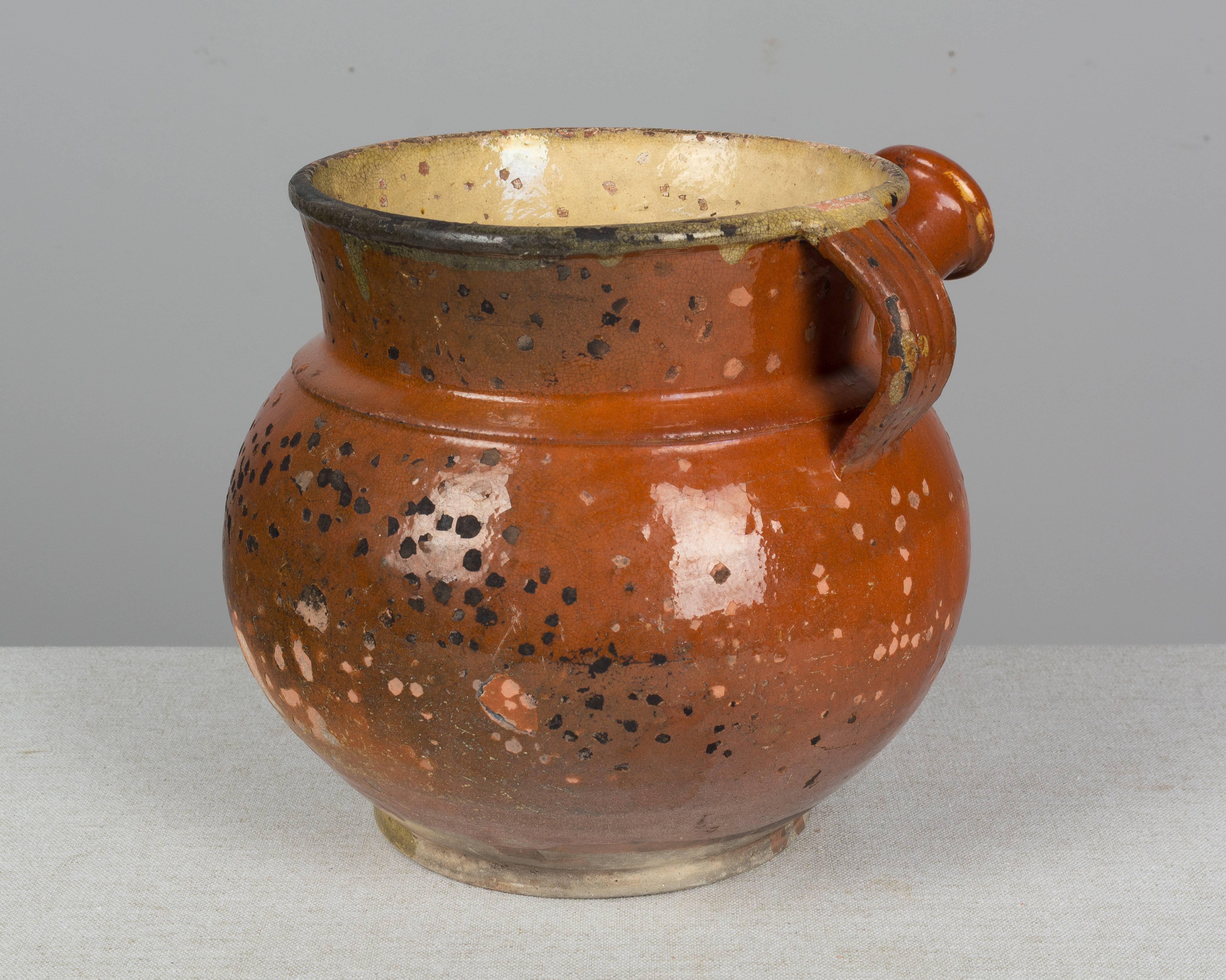 19th Century French Glazed Terracotta Pot For Sale