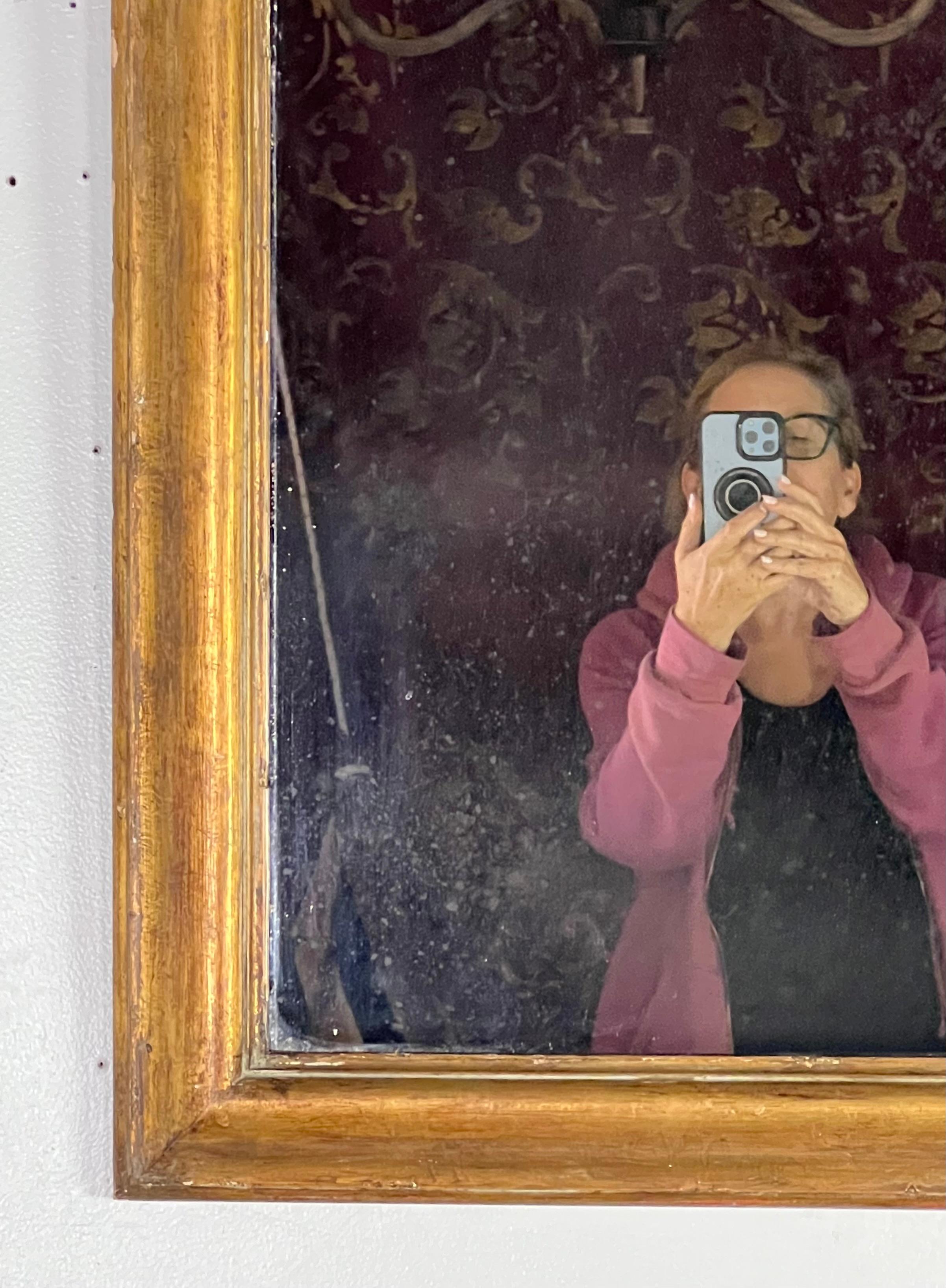 Minimalist 19th C. French Gold Leaf Mirror
