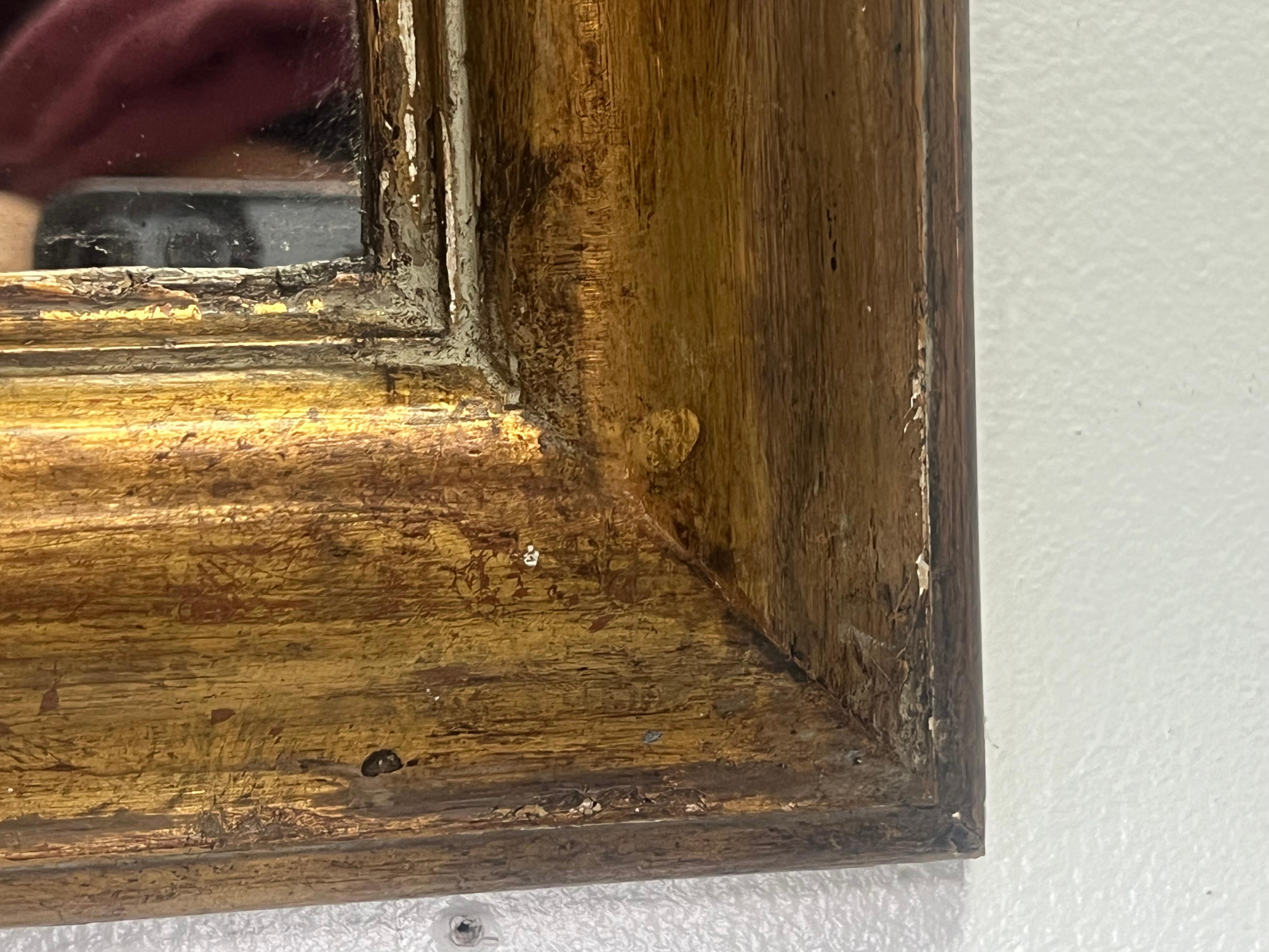 19th C. French Gold Leaf Mirror In Distressed Condition In Los Angeles, CA