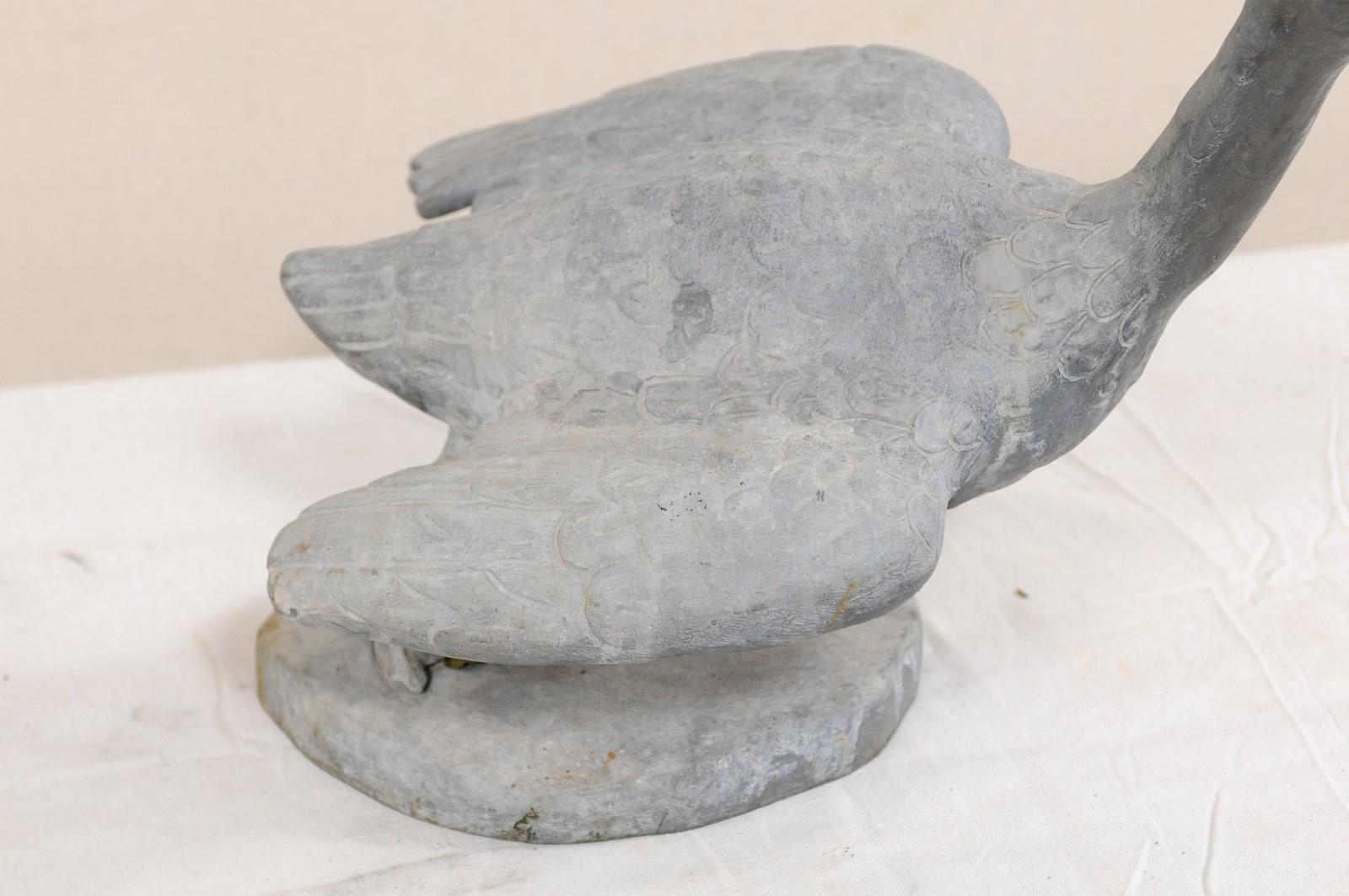 Lead 19th Century French Goose Garden Statue or Water Spout for Fountain