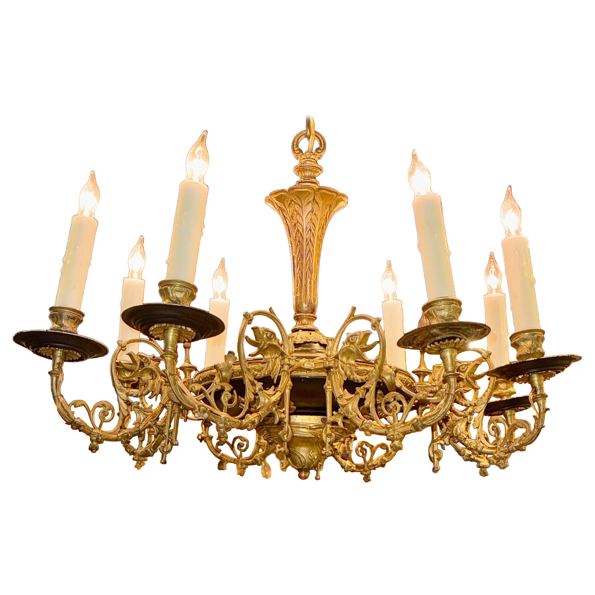 19th c. French Gothic Bronze Chandelier