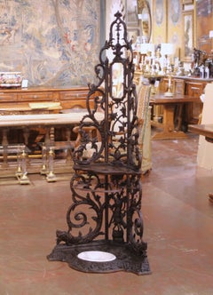 19th C. French Gothic Revival Iron Corner Hall Stand in the Manner of Corneau