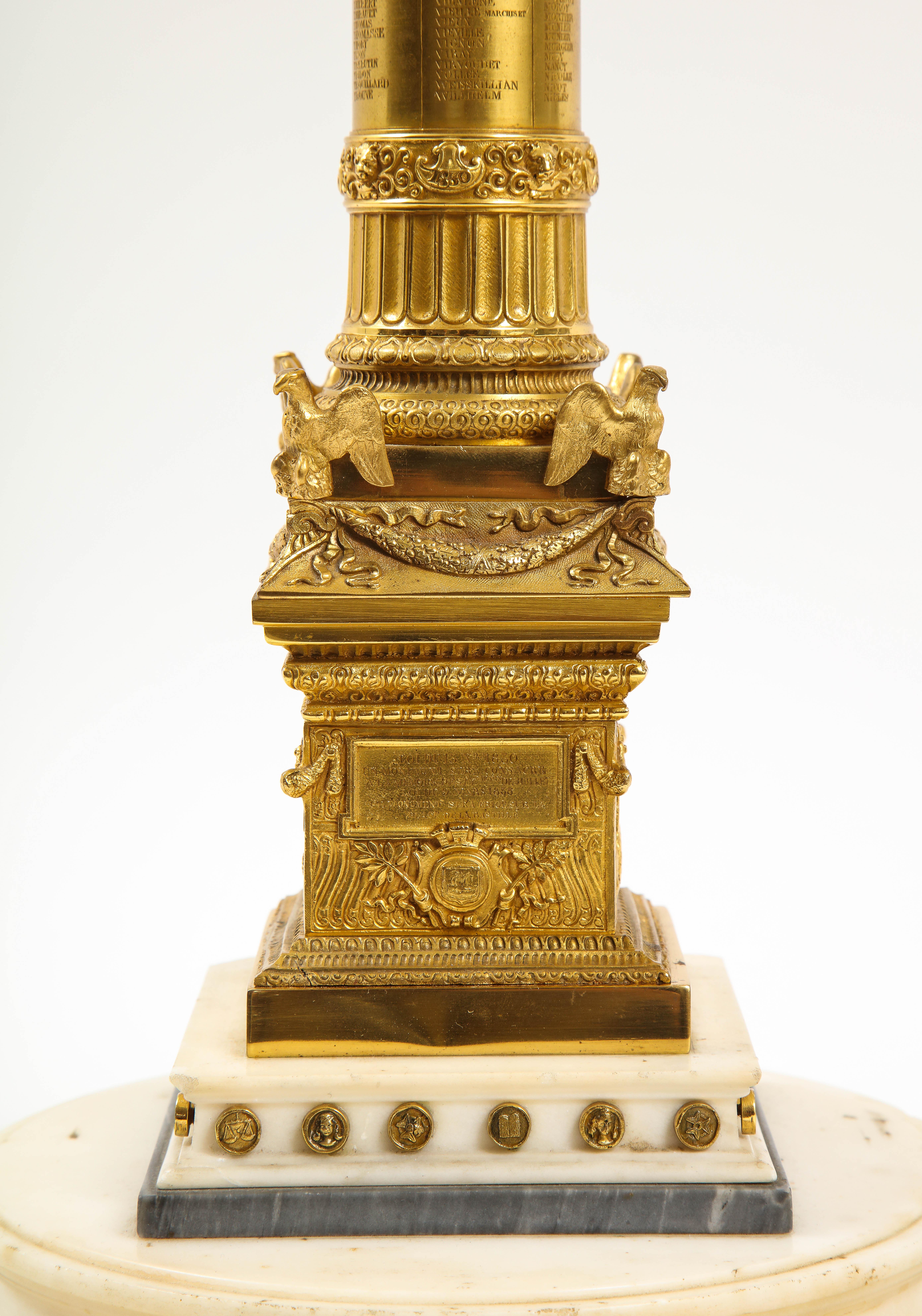 Colonne de Juillet en bronze doré du 19ème siècle monté comme lampe du Grand Tour français en vente 1