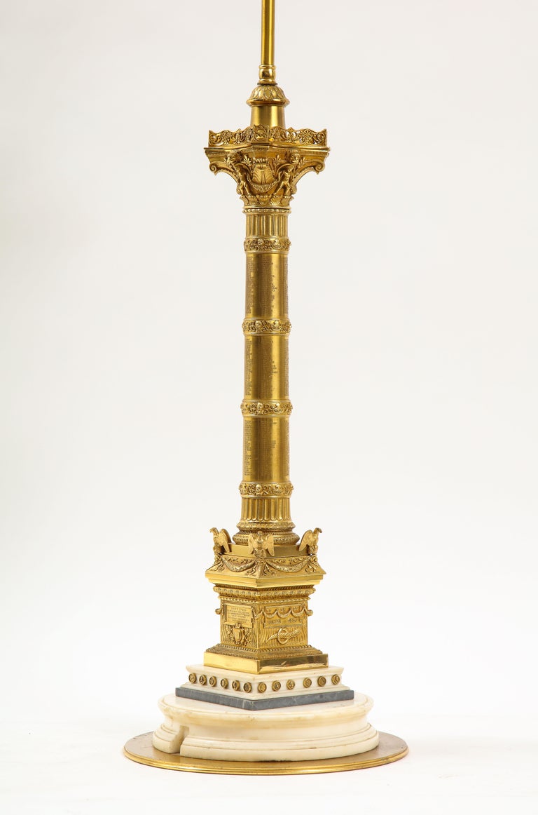19th C. French Grand Tour Dore Bronze Colonne de Juillet Mounted as a Lamp  For Sale at 1stDibs