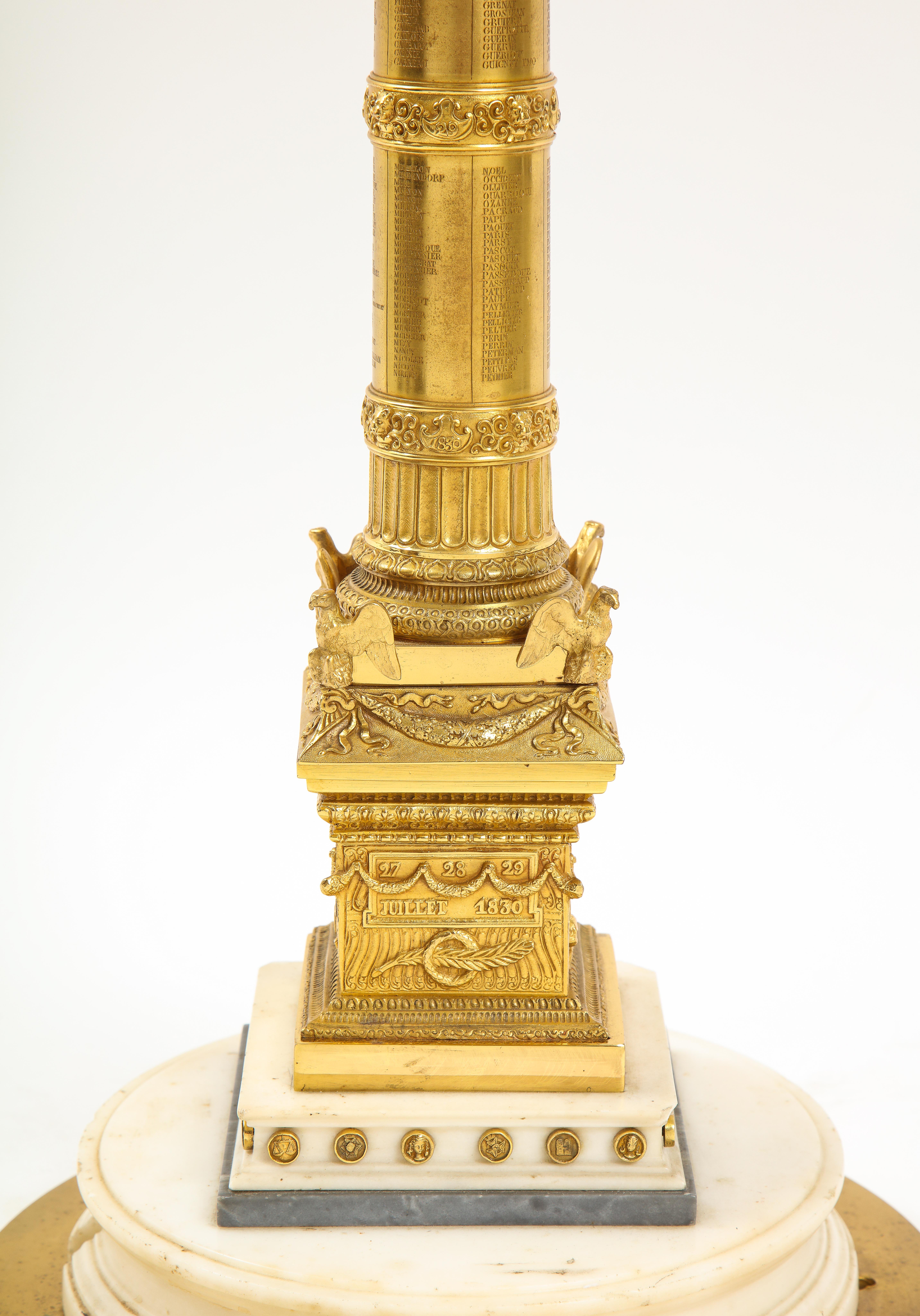 19th C. French Grand Tour Dore Bronze Colonne de Juillet Mounted as a Lamp For Sale 11