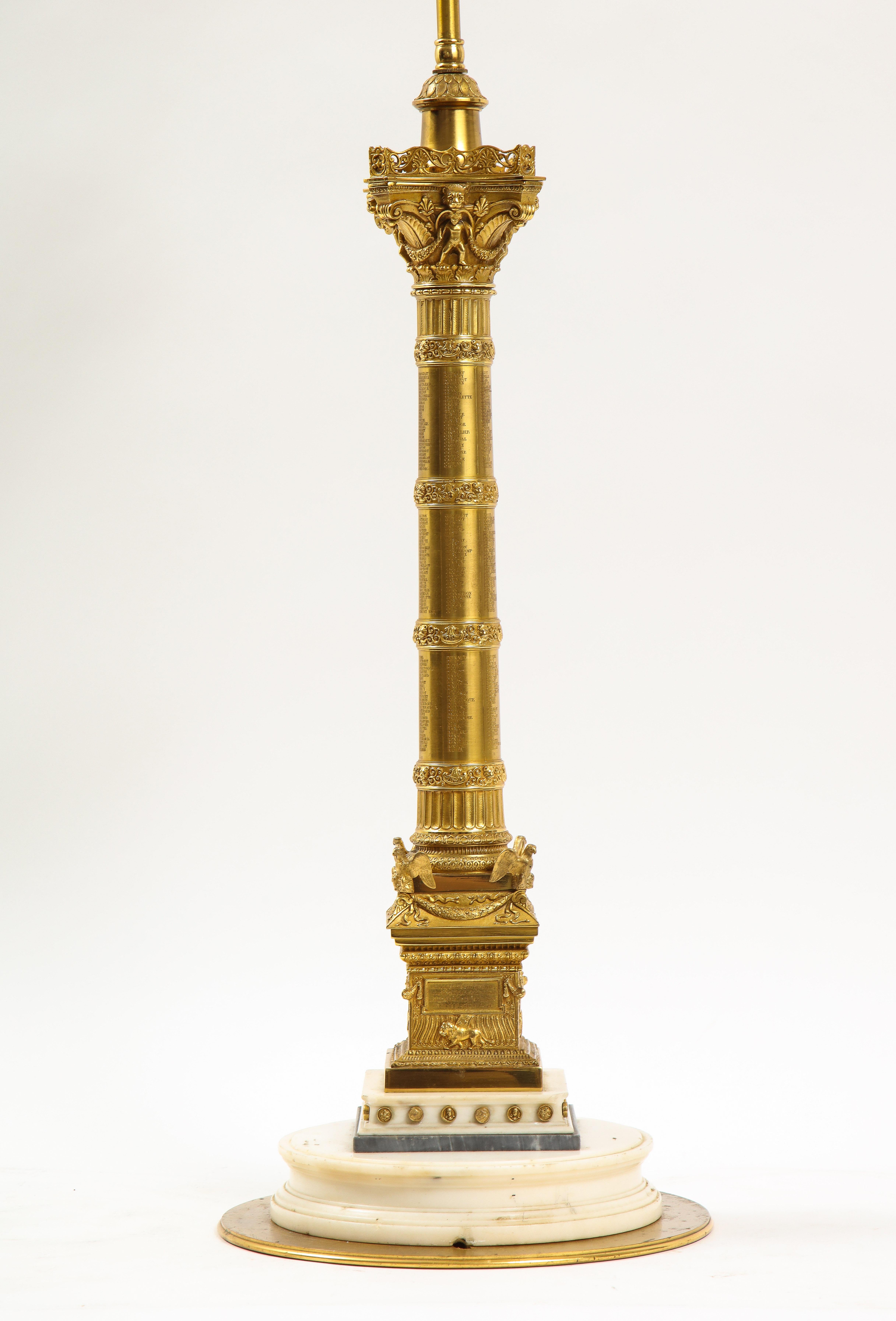 19th C. French Grand Tour Dore Bronze Colonne de Juillet Mounted as a Lamp For Sale 12