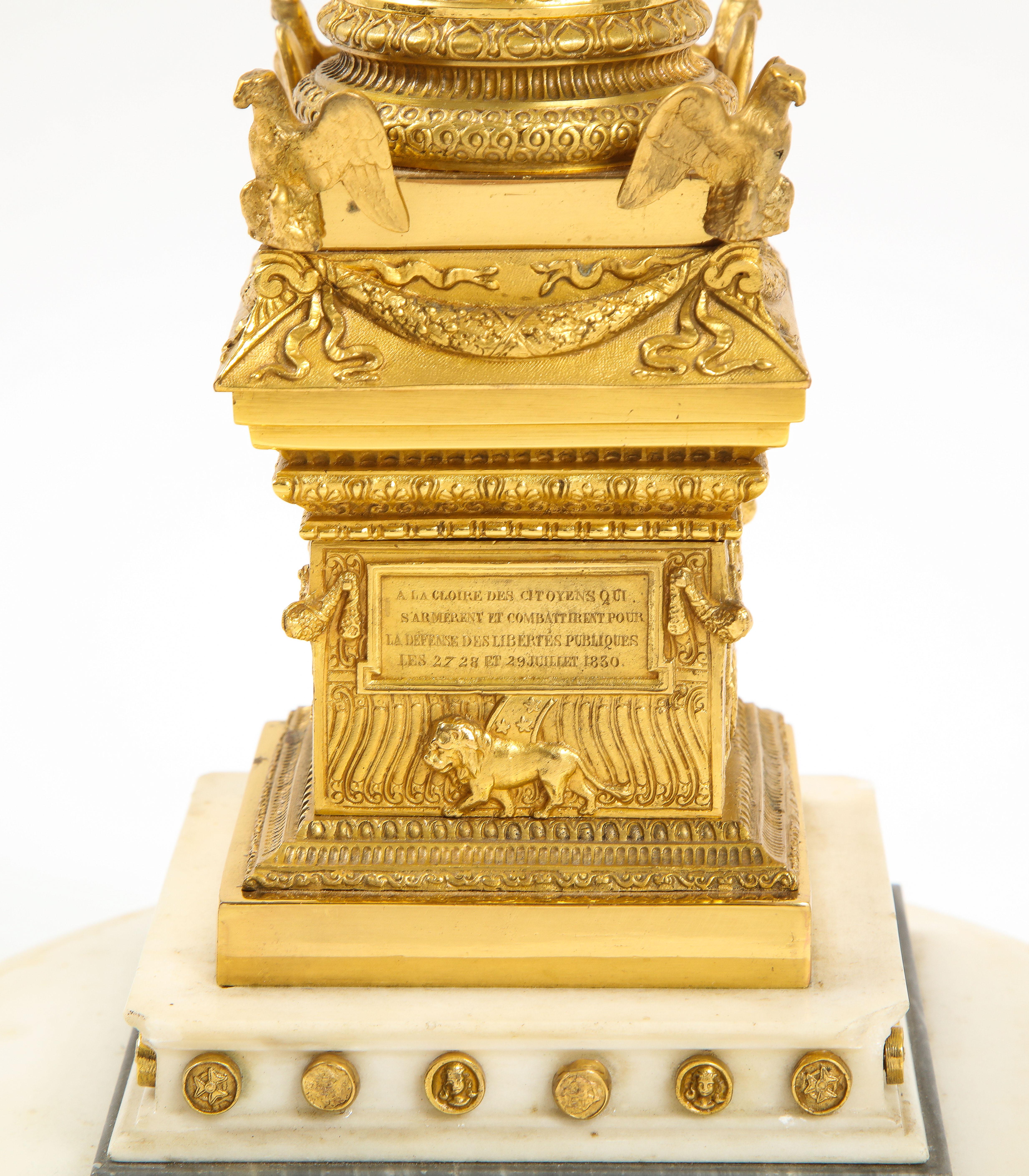 Colonne de Juillet en bronze doré du 19ème siècle monté comme lampe du Grand Tour français en vente 9