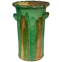 19th Century French Green Glazed Terracotta Pot