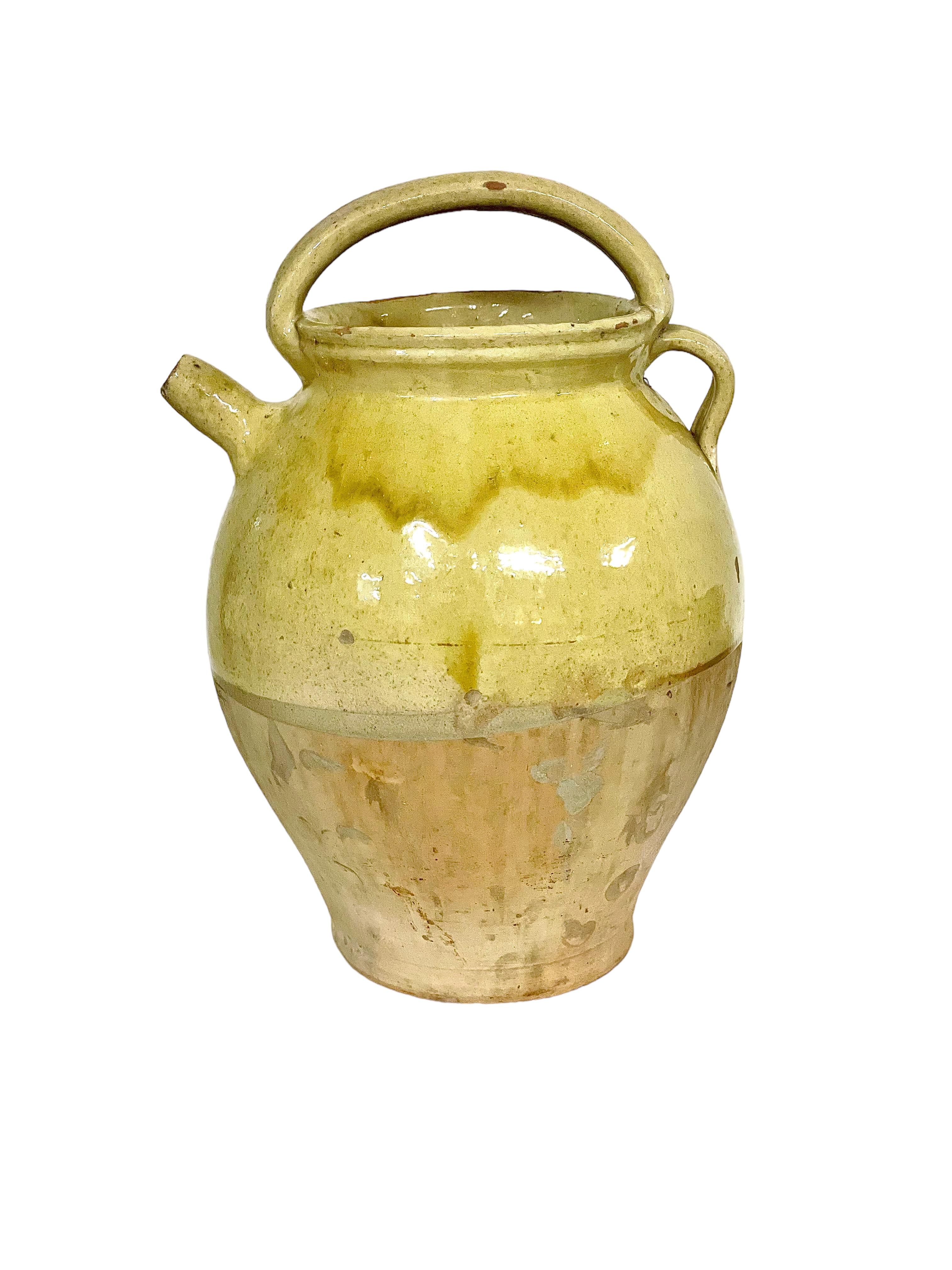 19th Century French Half Glazed Earthenware Cruche