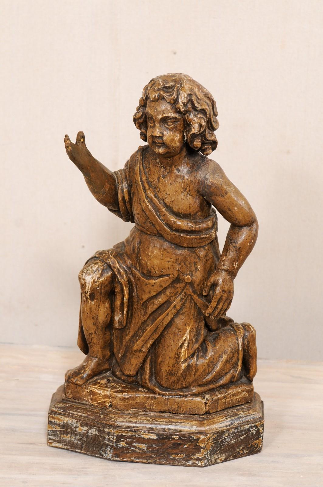 Französische handgeschnitzte Cherub-Figuren aus Holz, schöne Deko-Objekte, 19. Jahrhundert im Angebot 1