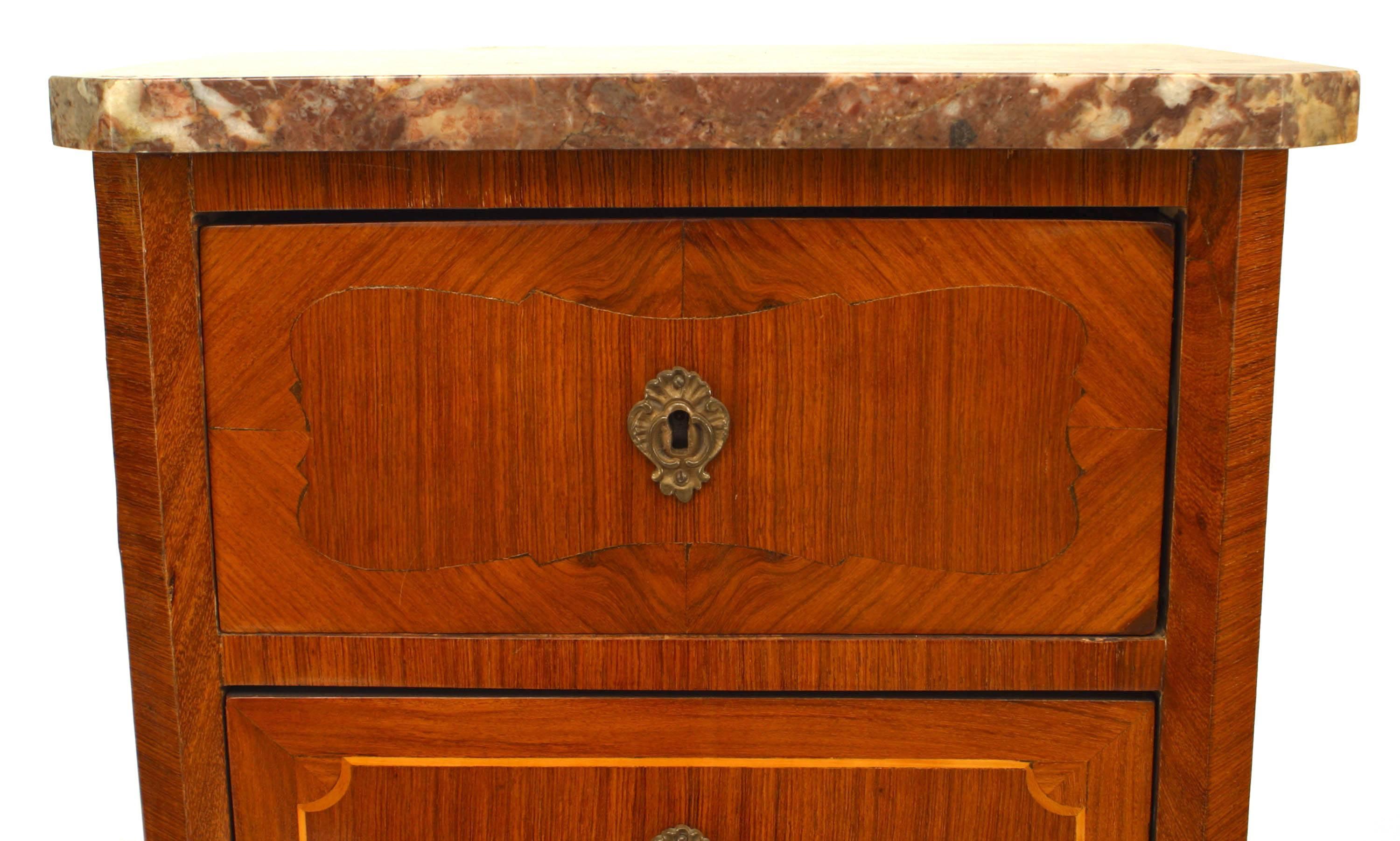 French Victorian Walnut Semanier Chest with Marble Top For Sale 1