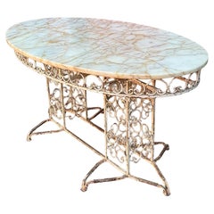 19th-C. French Iron & Marble Garden / Center / Bistro / Dining  / Pastry Table