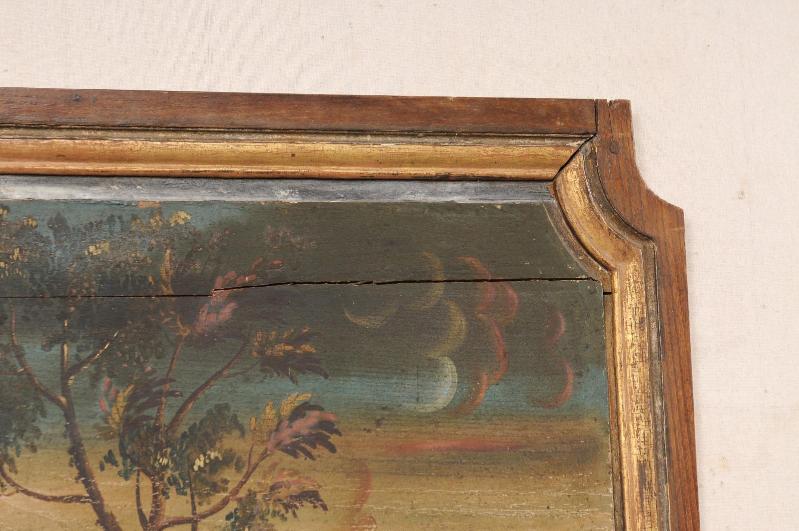 19th C. French Landscape & Figures Painting on Wooden Plaque (4+ Ft Wide) For Sale 7