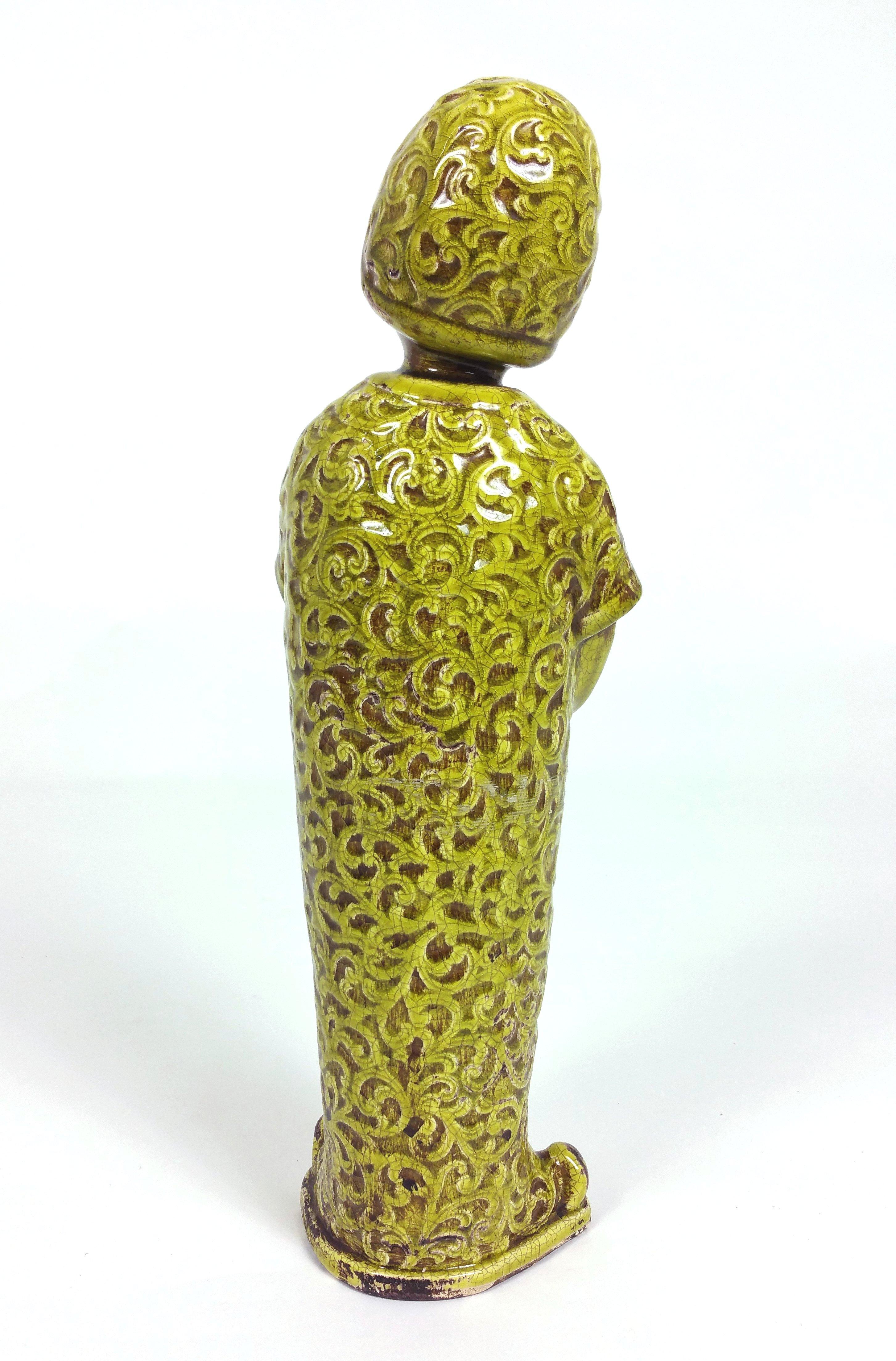 Glazed 19th Century French Large Pottery Figure of a Geisha For Sale
