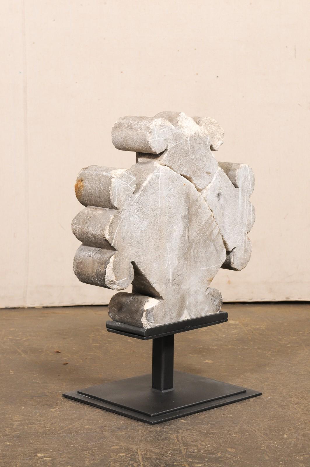 19th C. French Limestone Fragment on Stand For Sale 5