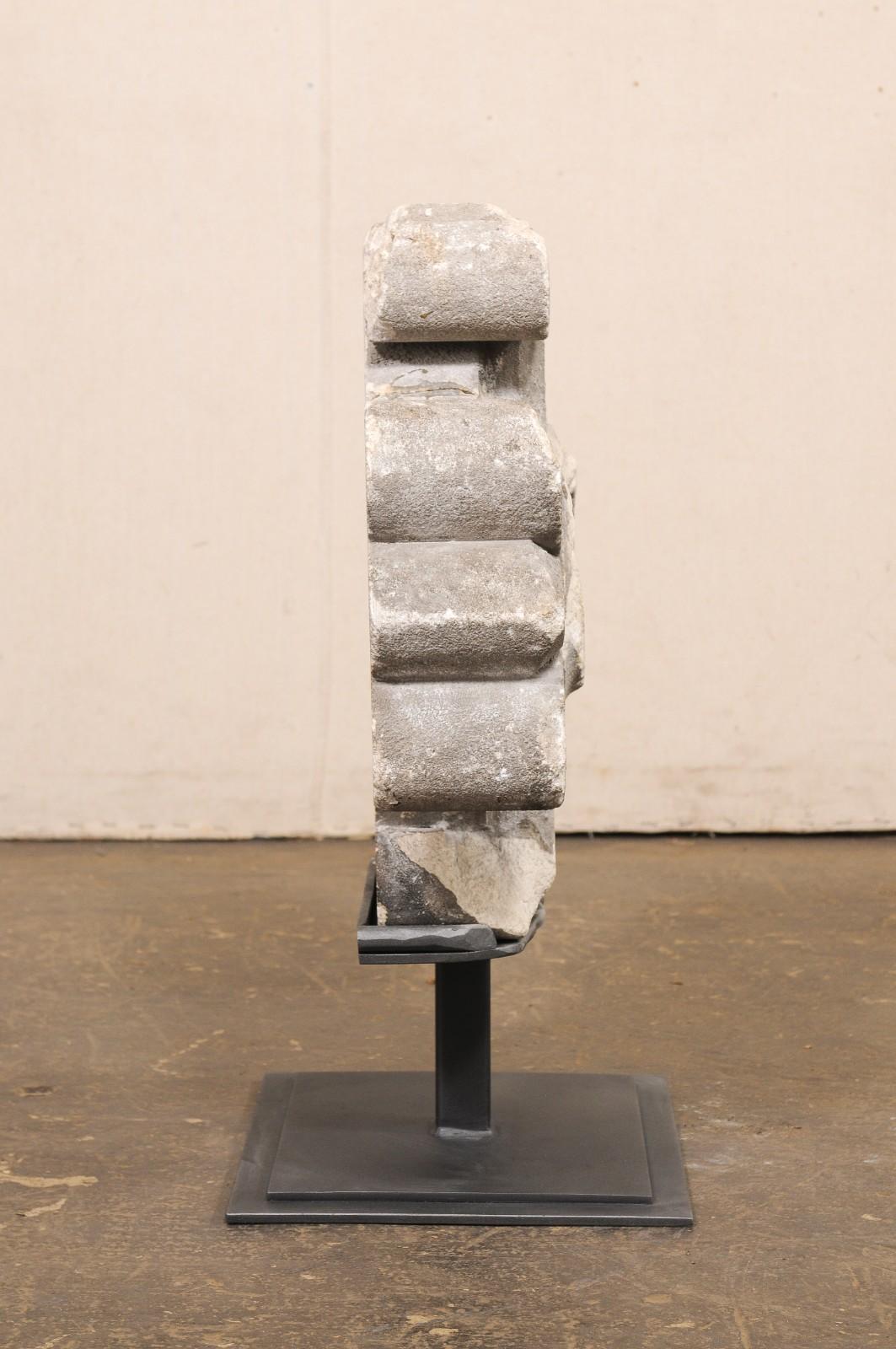 19th C. French Limestone Fragment on Stand For Sale 2