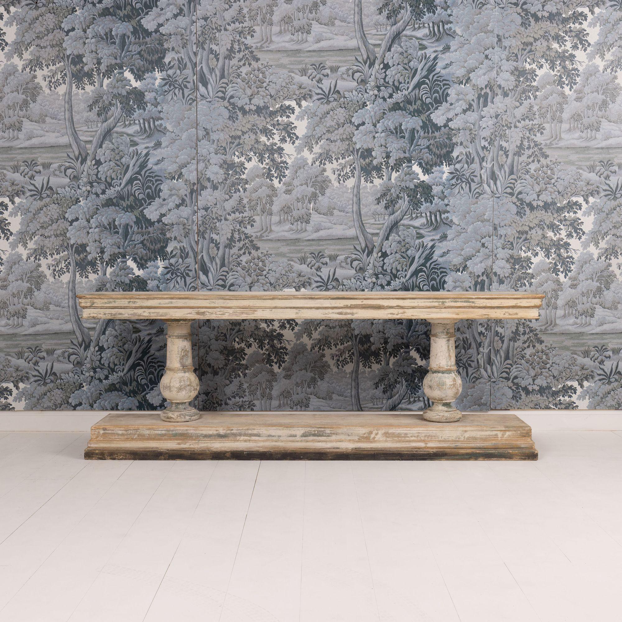 19th c. French Long Console Table in Original Paint 3