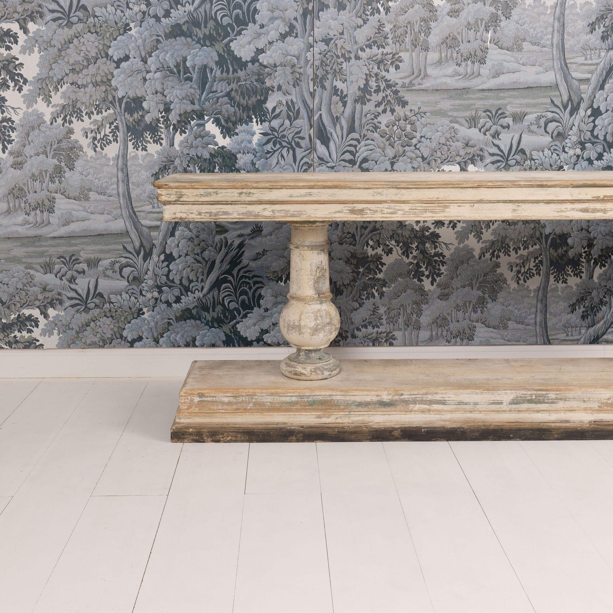 19th c. French Long Console Table in Original Paint 4