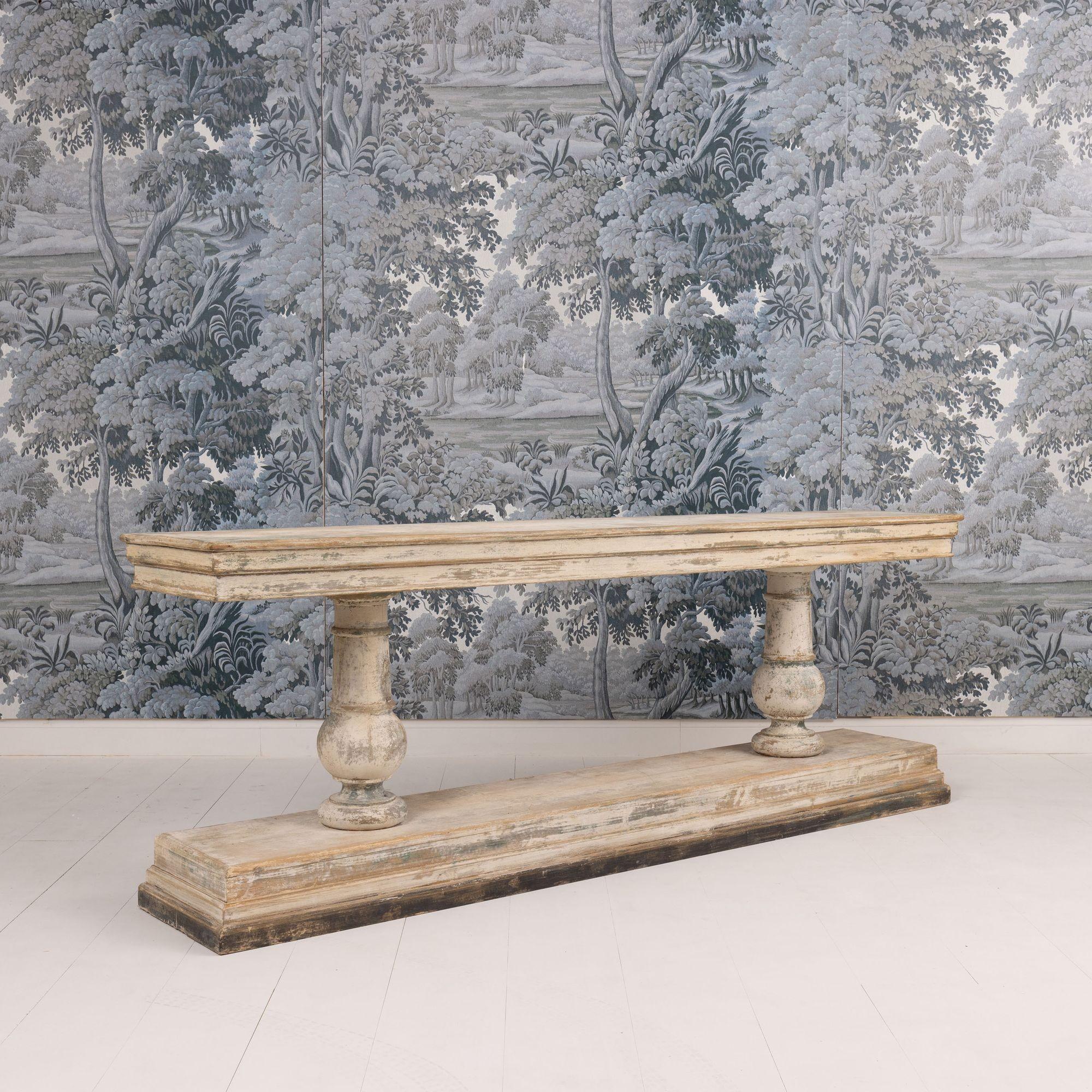 19th c. French Long Console Table in Original Paint 6