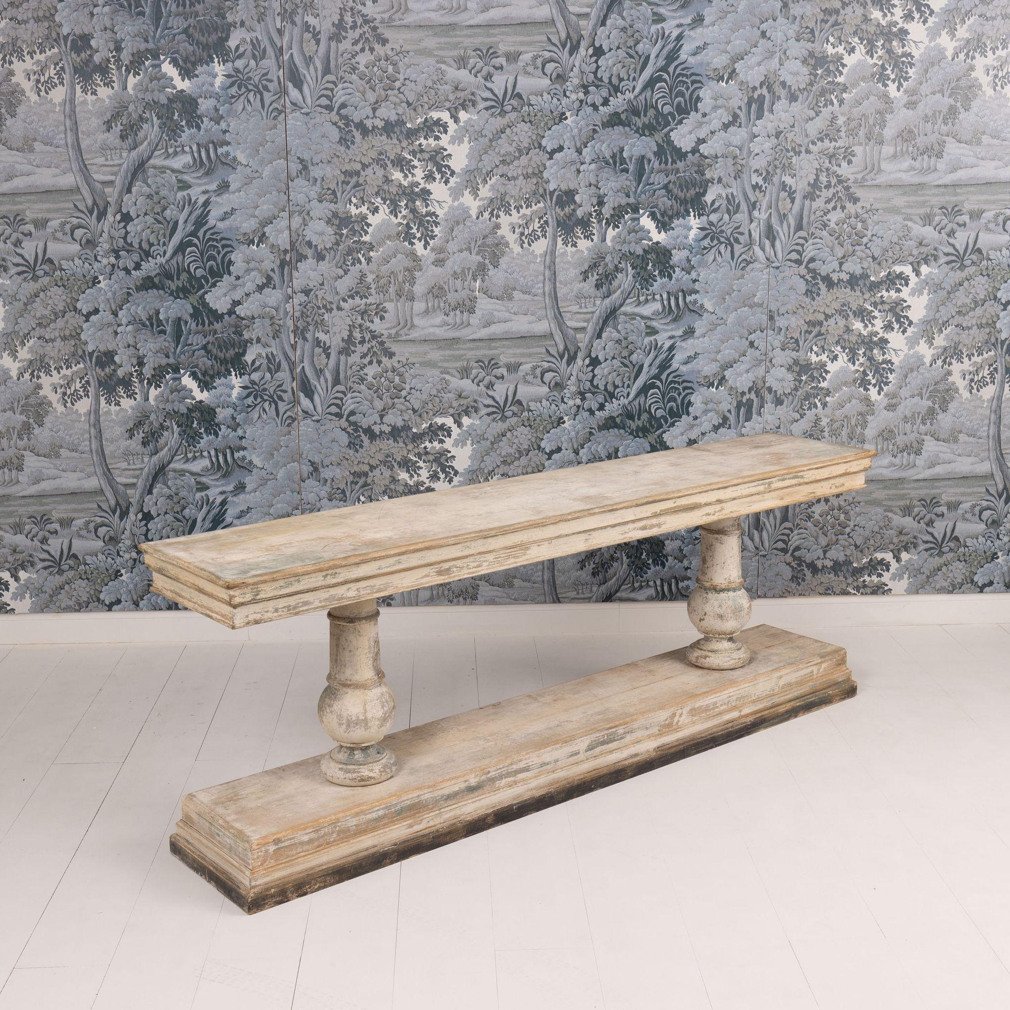 19th c. French Long Console Table in Original Paint 7