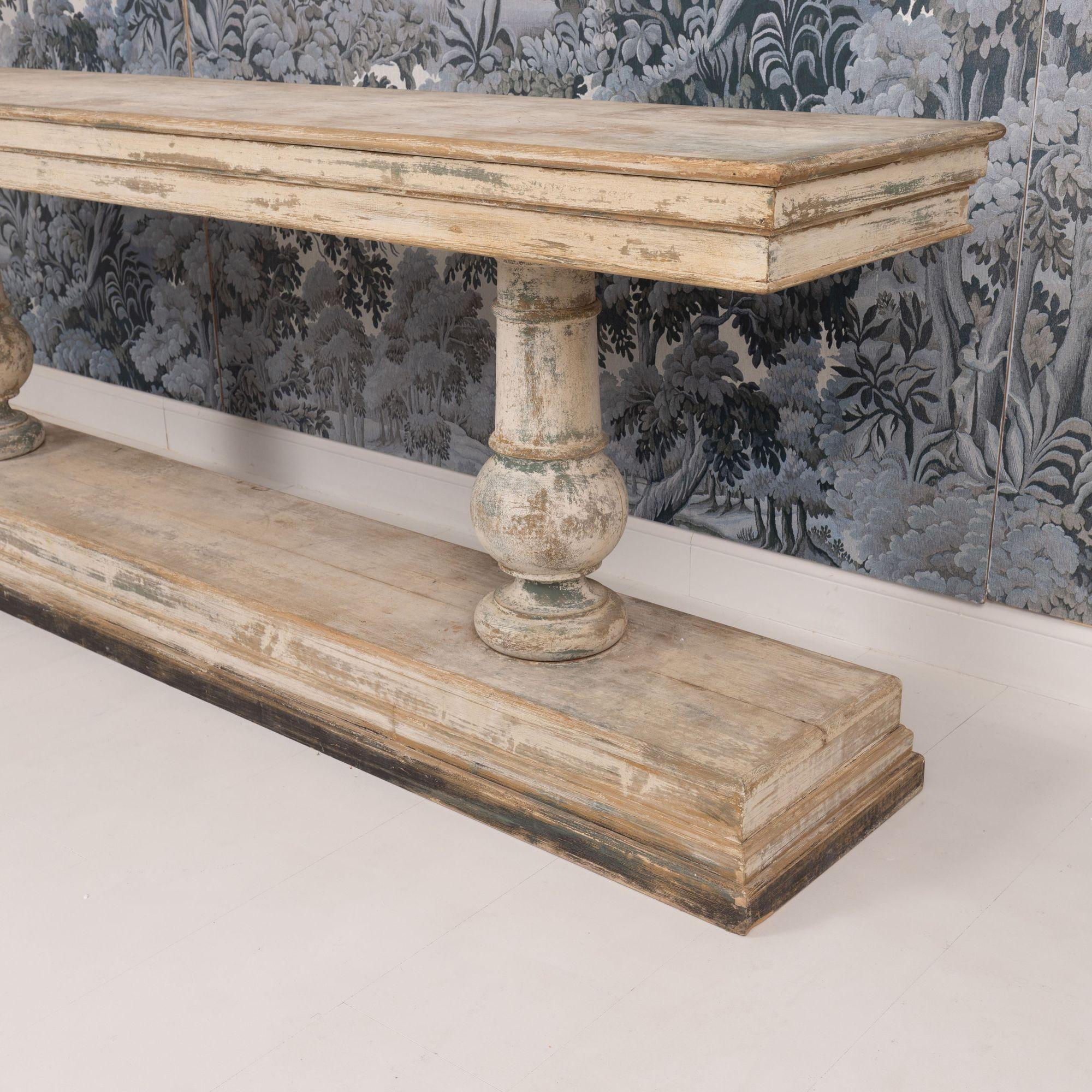 19th c. French Long Console Table in Original Paint 8