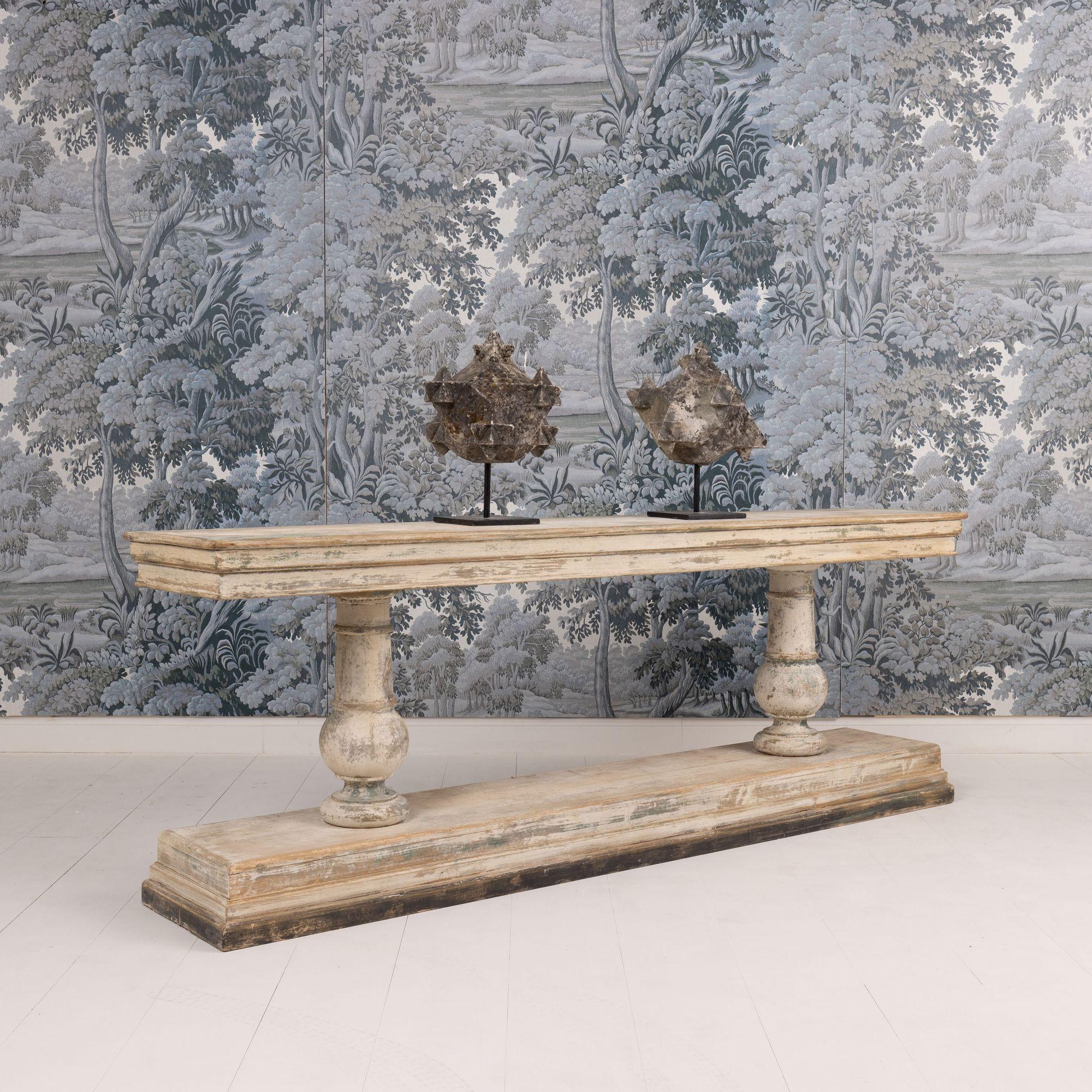 Neoclassical 19th c. French Long Console Table in Original Paint