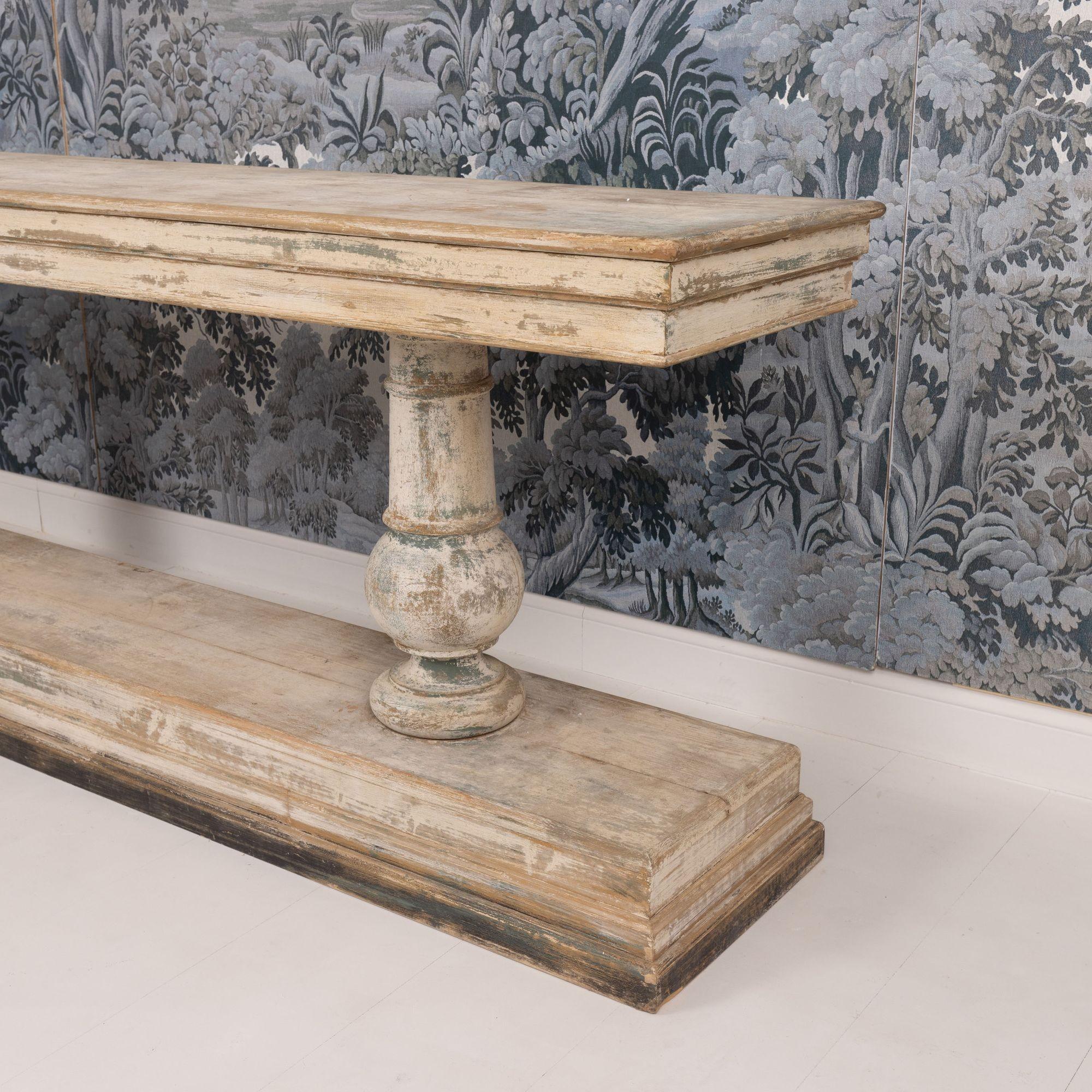 19th Century 19th c. French Long Console Table in Original Paint