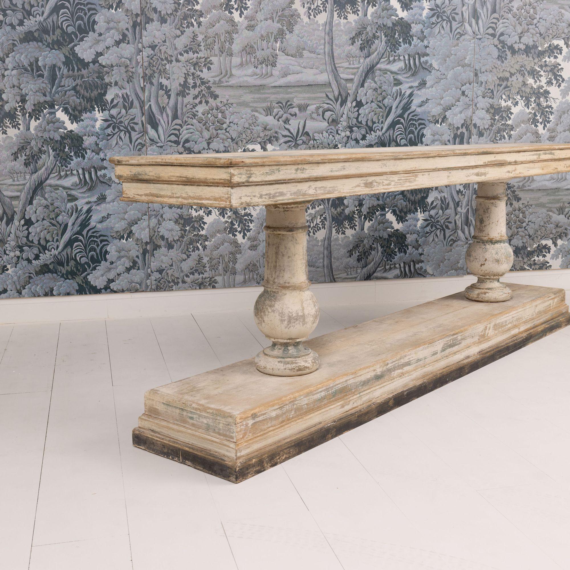 19th c. French Long Console Table in Original Paint 1