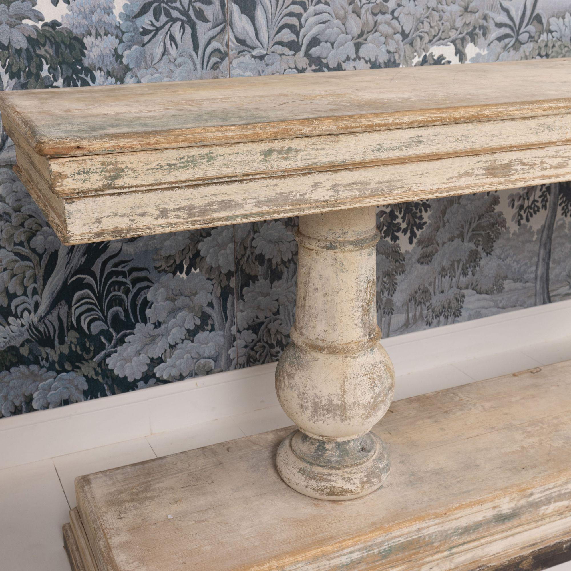 19th c. French Long Console Table in Original Paint 2