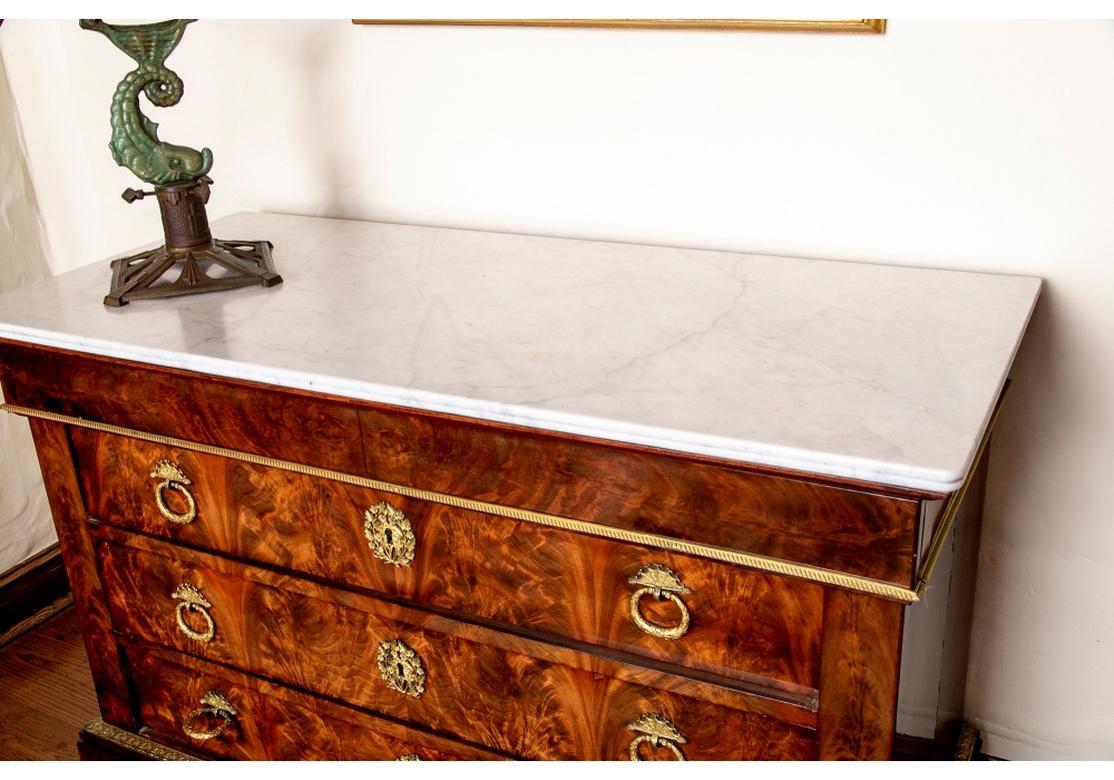 Bronze 19th Century French Louis Philipe Chest of Drawers with Marble Top