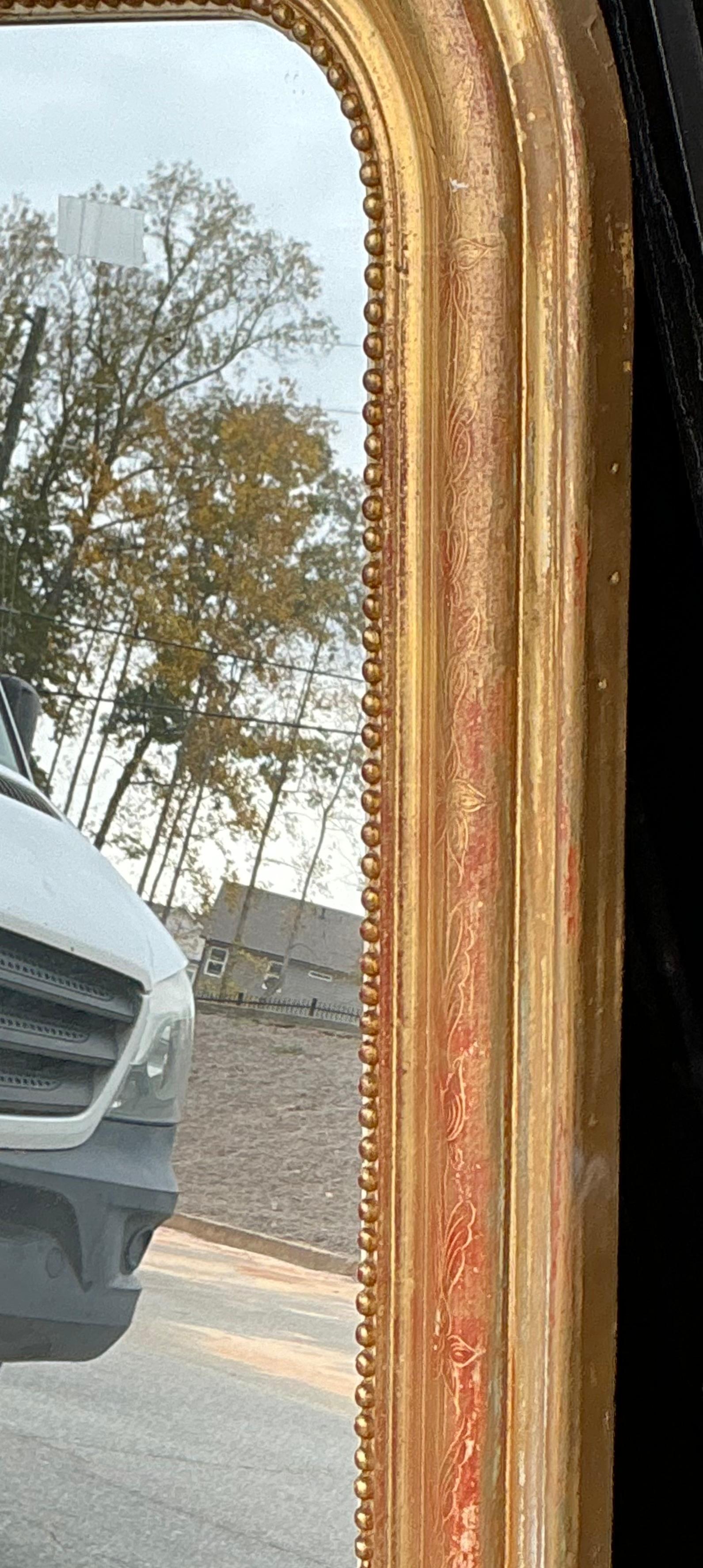 19th Century 19th-C. French Louis Philippe Carved Giltwood Mirror